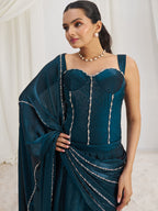 Midnight Designer Organza Saree with Signature Handcrafted Work