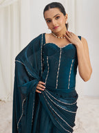 Midnight Designer Organza Saree with Signature Handcrafted Work