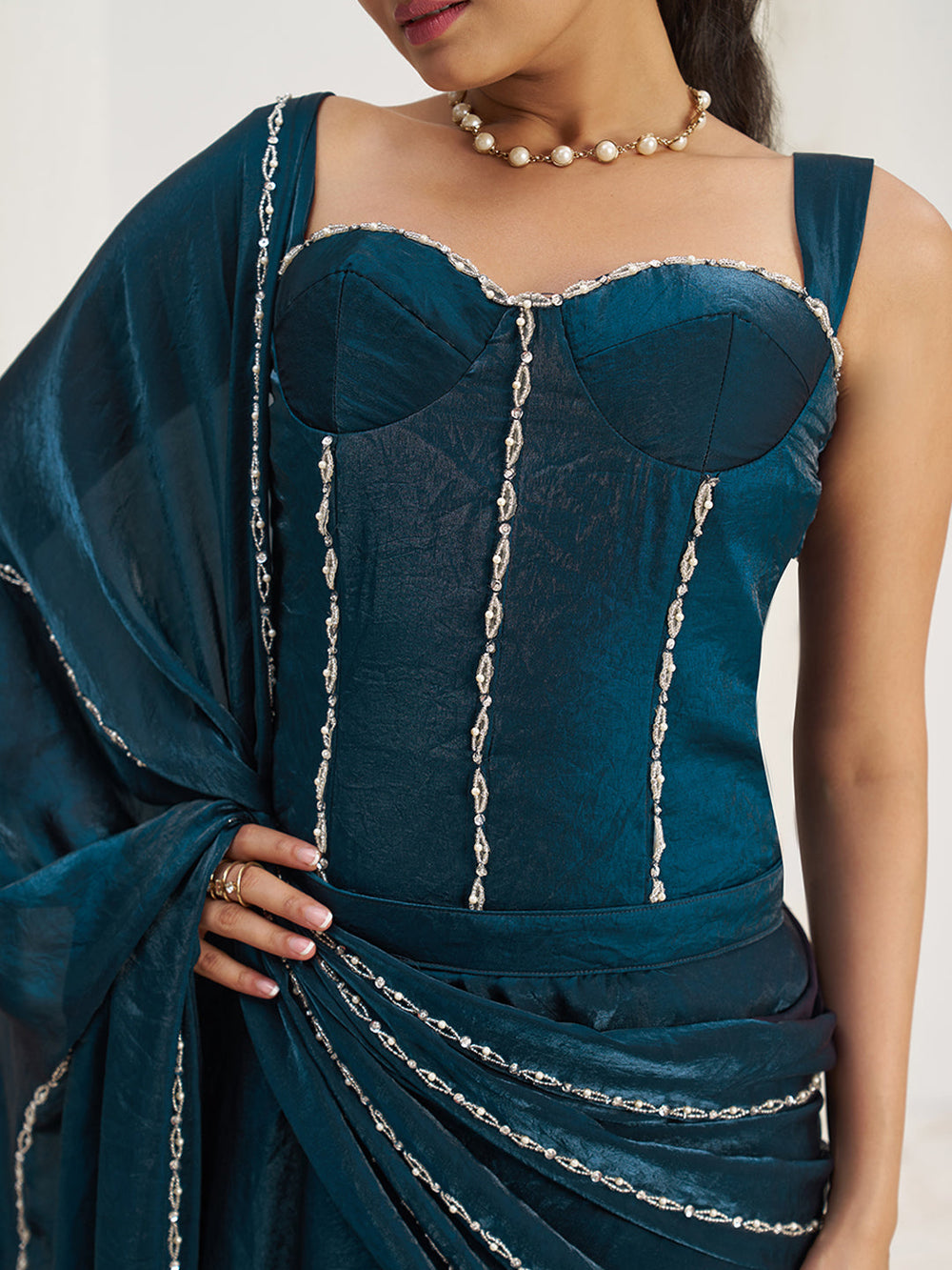 Midnight Designer Organza Saree with Signature Handcrafted Work