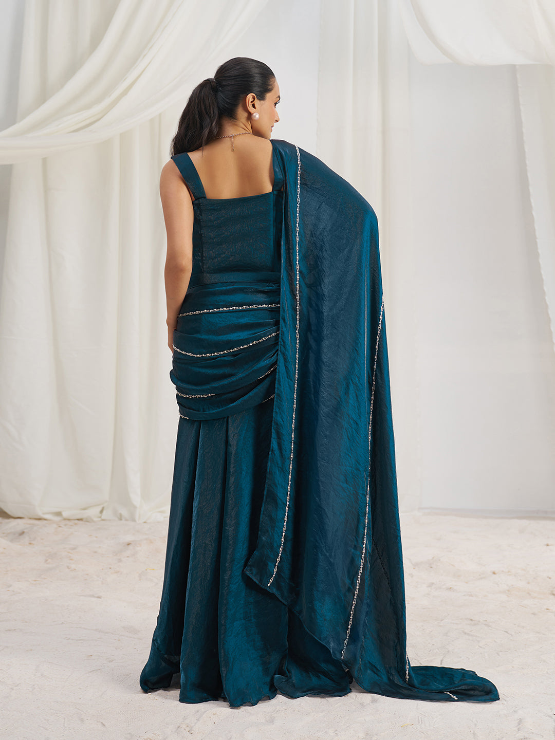 Midnight Designer Organza Saree with Signature Handcrafted Work