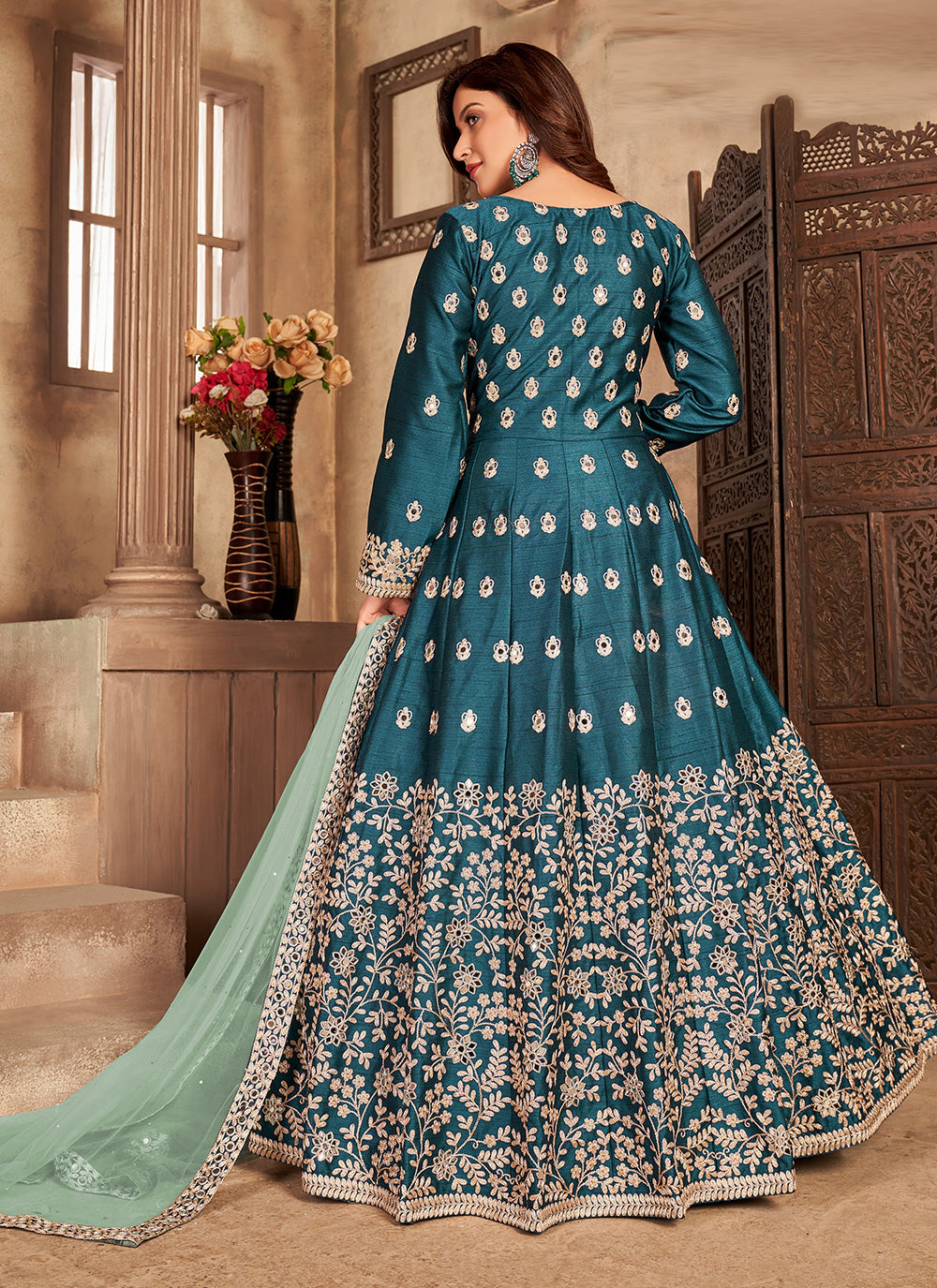 Women's Royal Anarkali Suit - Semi Stitched