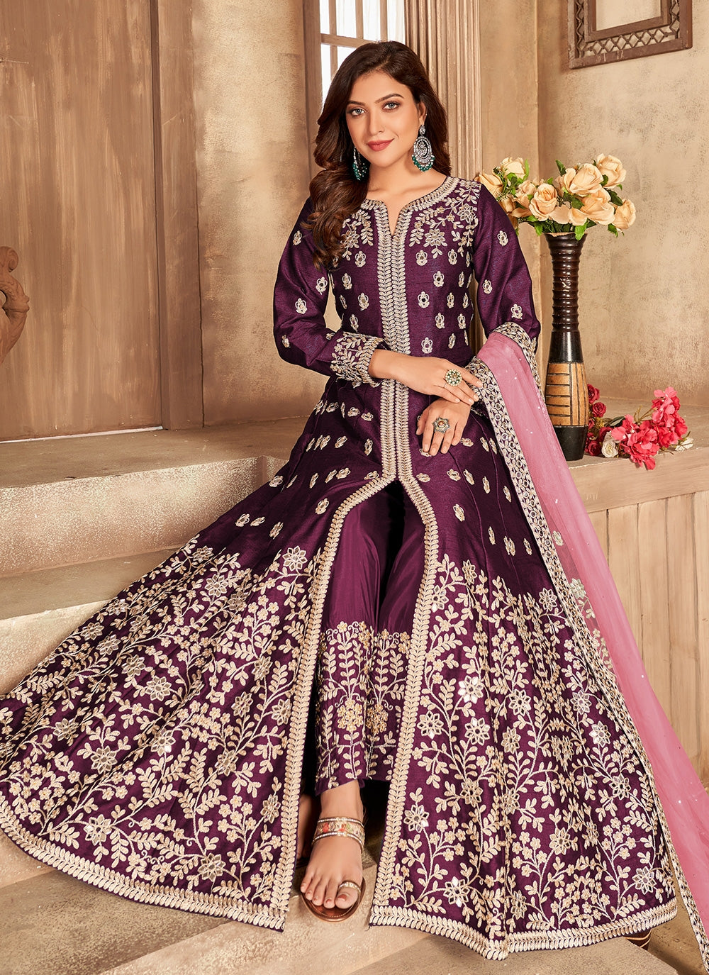 Women's Royal Anarkali Suit - Semi Stitched