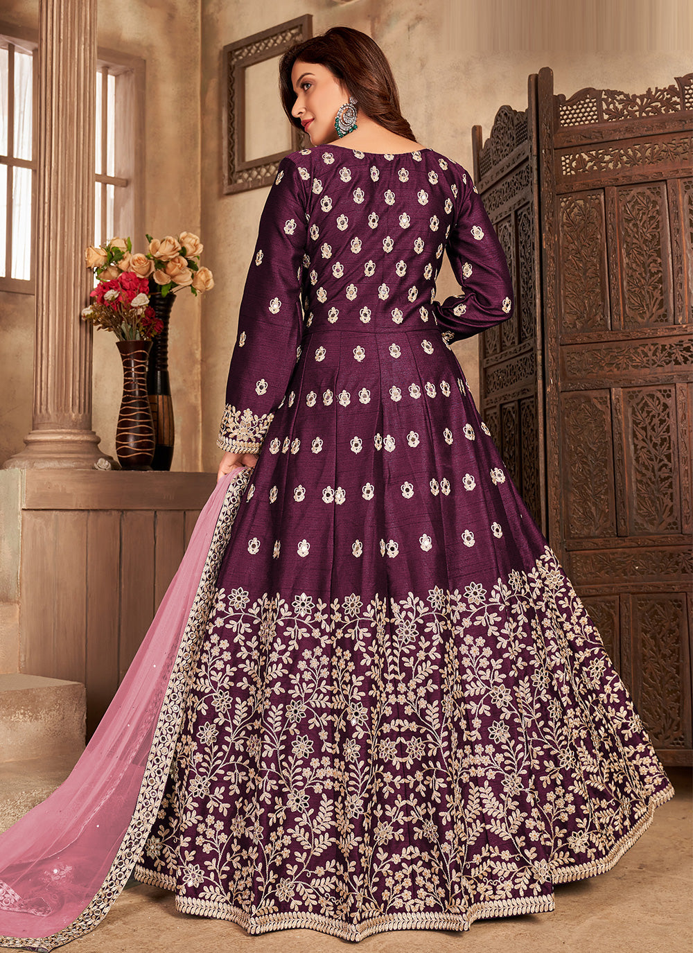 Women's Royal Anarkali Suit - Semi Stitched