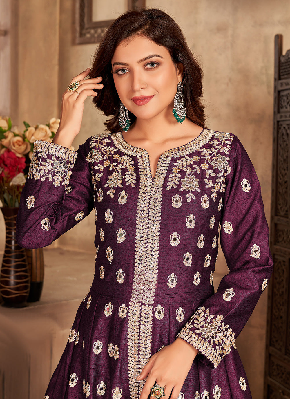 Women's Royal Anarkali Suit - Semi Stitched