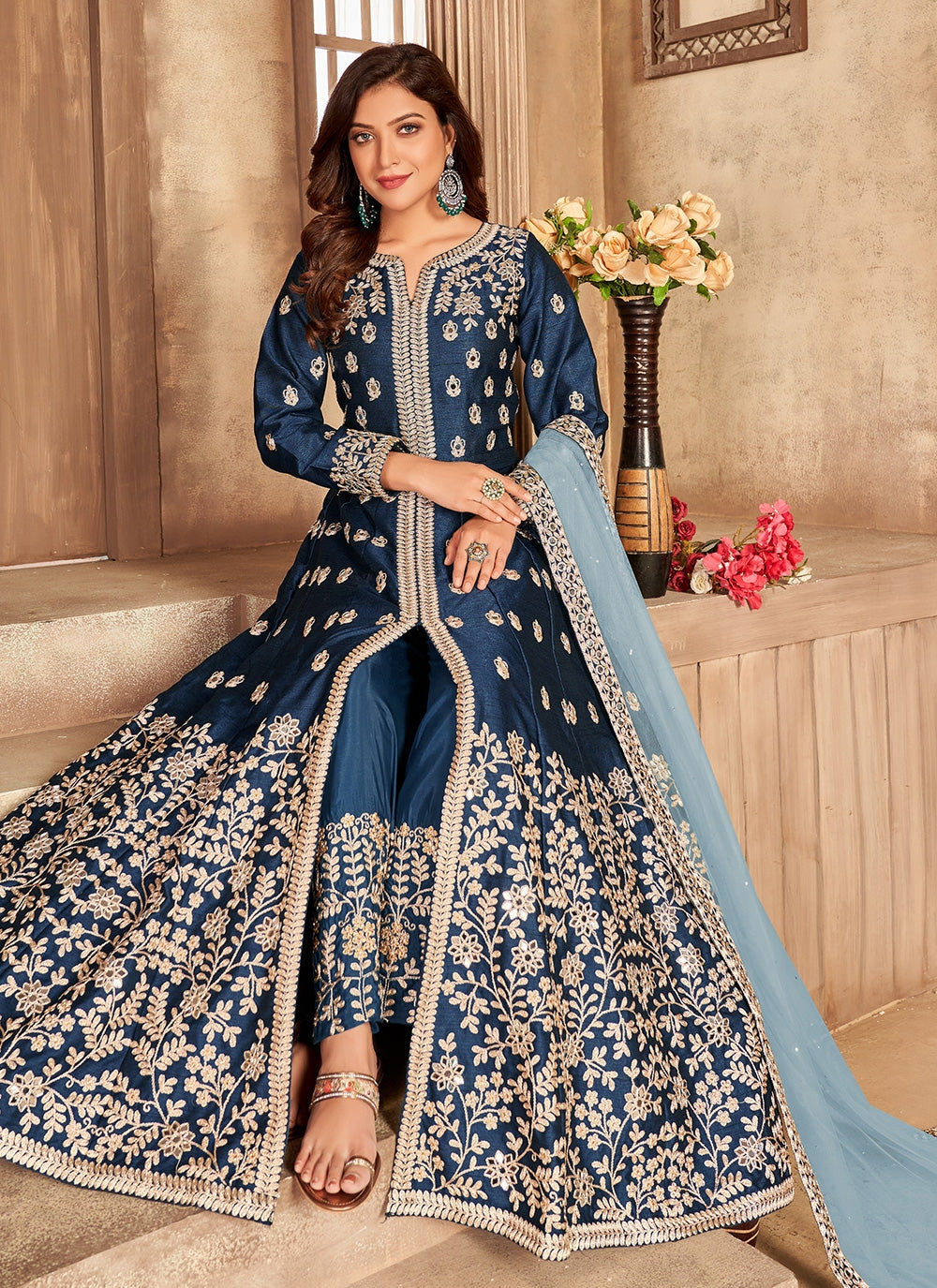 Women's Royal Anarkali Suit - Semi Stitched