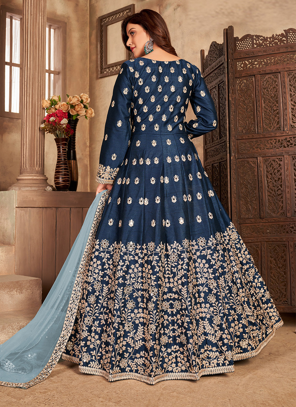 Women's Royal Anarkali Suit - Semi Stitched