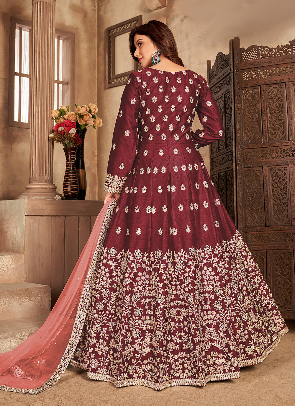 Women's Royal Anarkali Suit - Semi Stitched