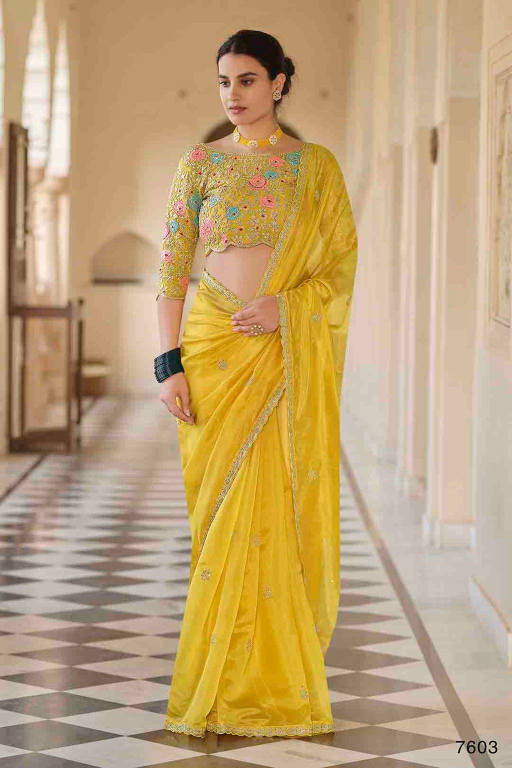 Women's Designer Embroidered Saree & Blouse Set - STITCH TO FIT (Limited Edition - 1 week)