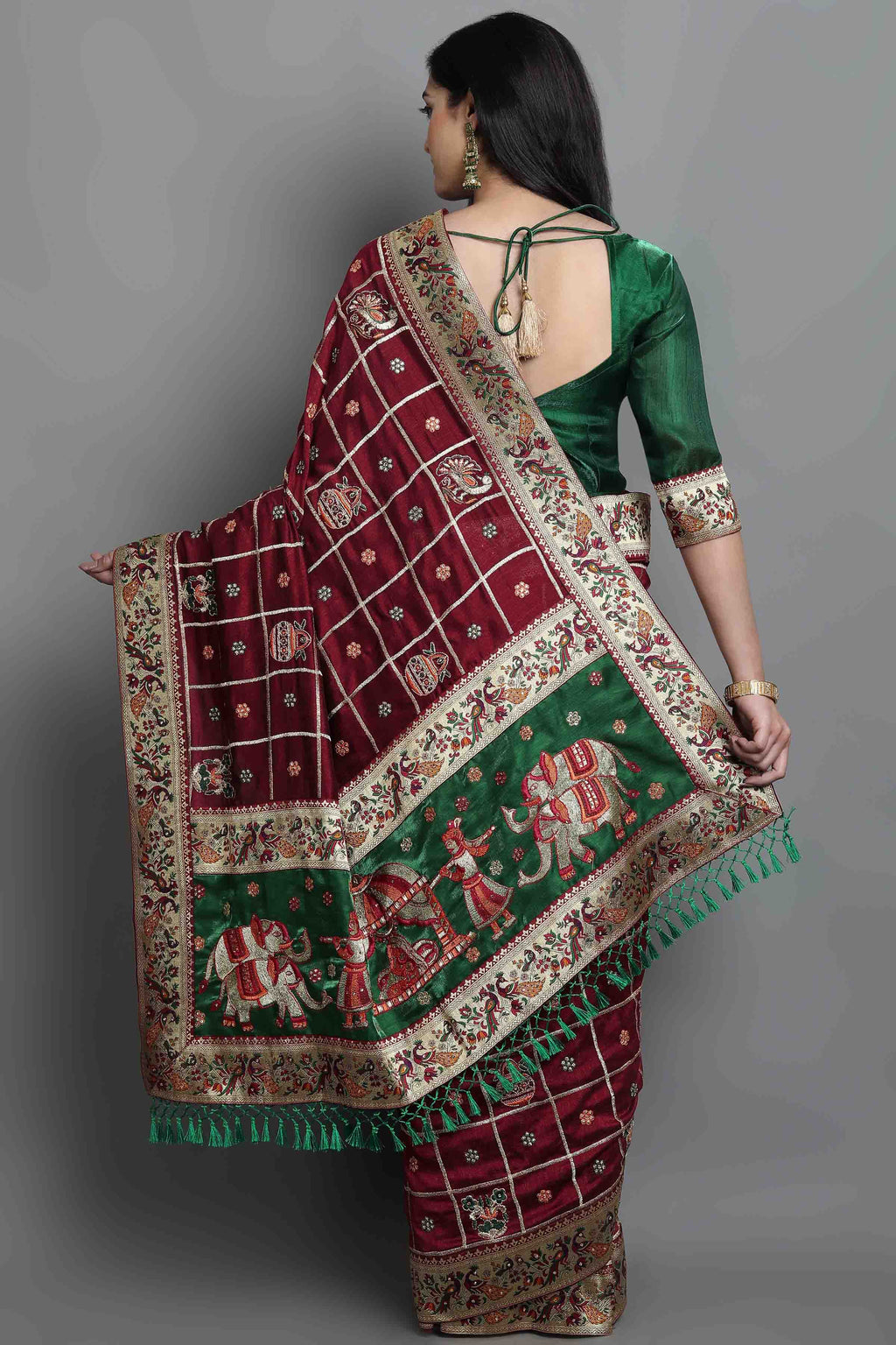 Women's Handcrafted Saree & Blouse Set - Semi Stitched