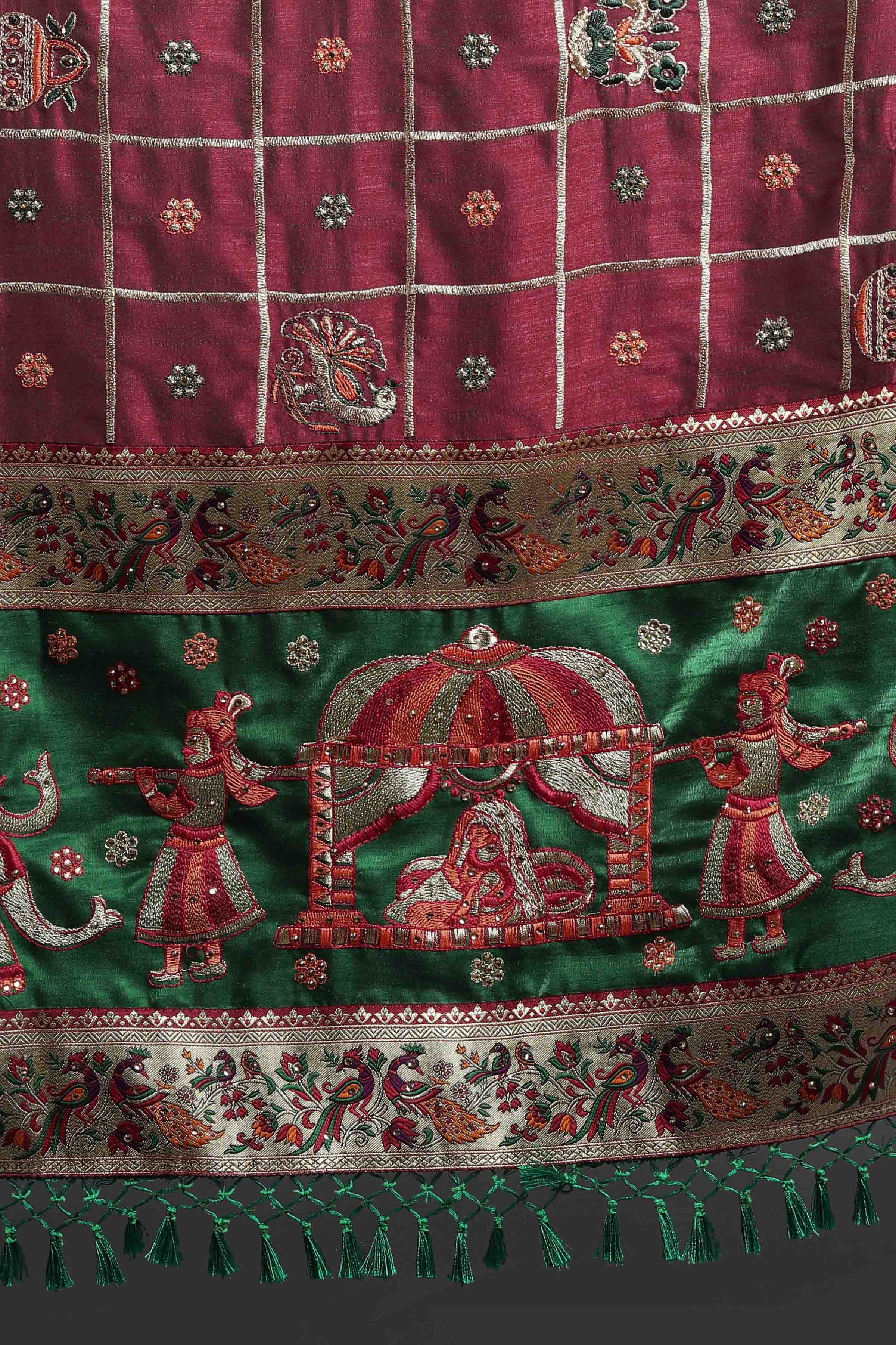 Women's Handcrafted Saree & Blouse Set - Semi Stitched