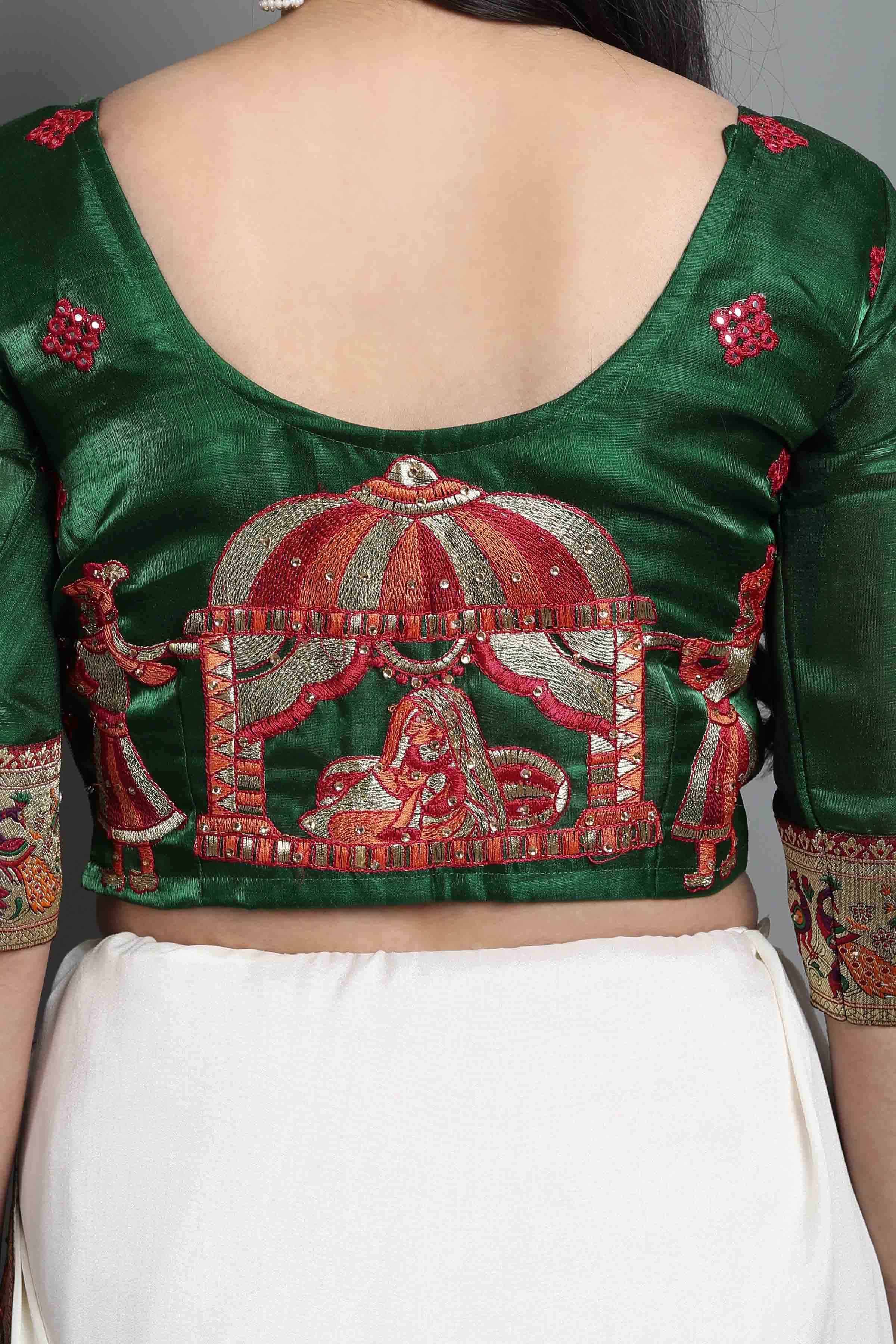 Women's Handcrafted Saree & Blouse Set - Semi Stitched