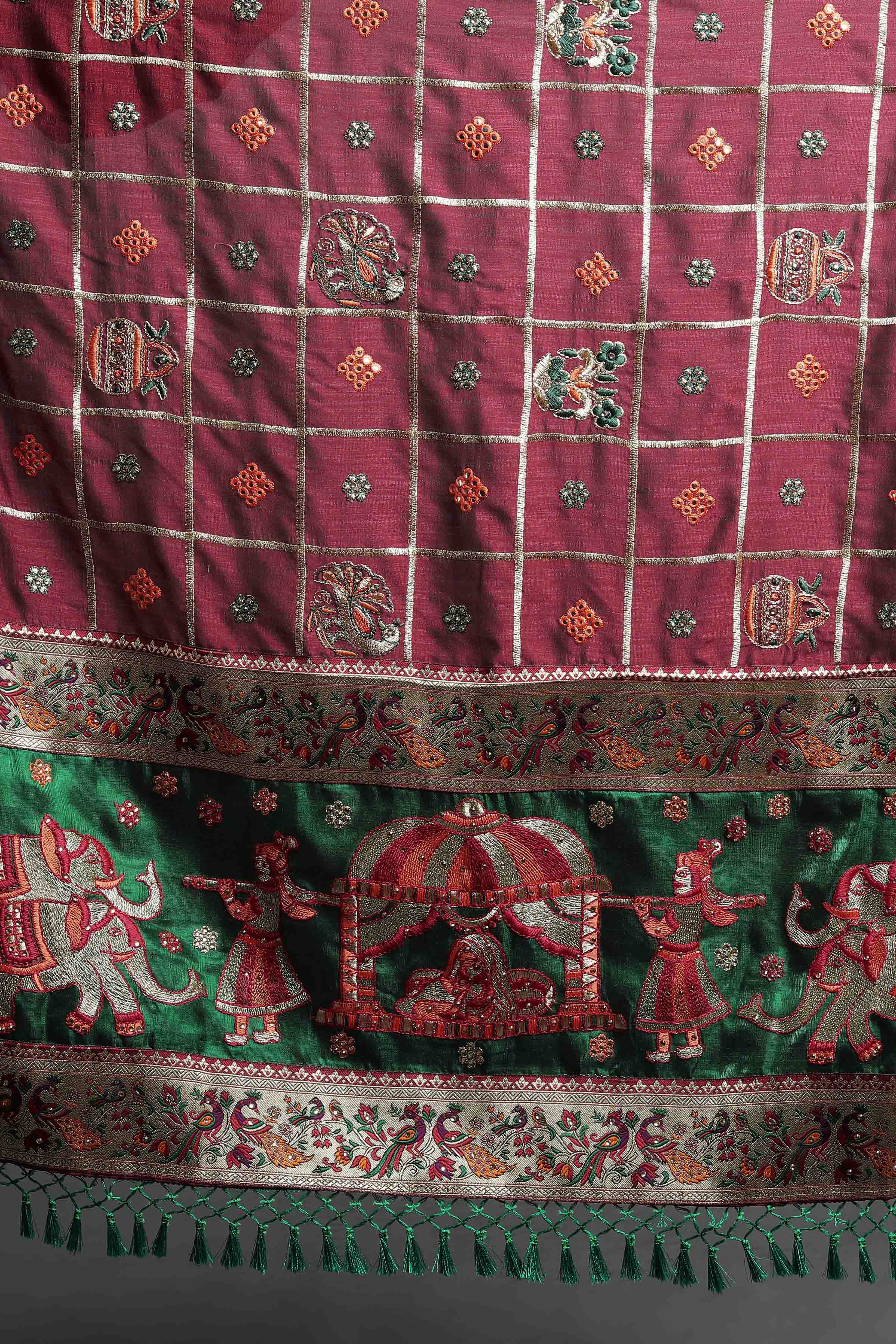 Women's Handcrafted Saree & Blouse Set - Semi Stitched