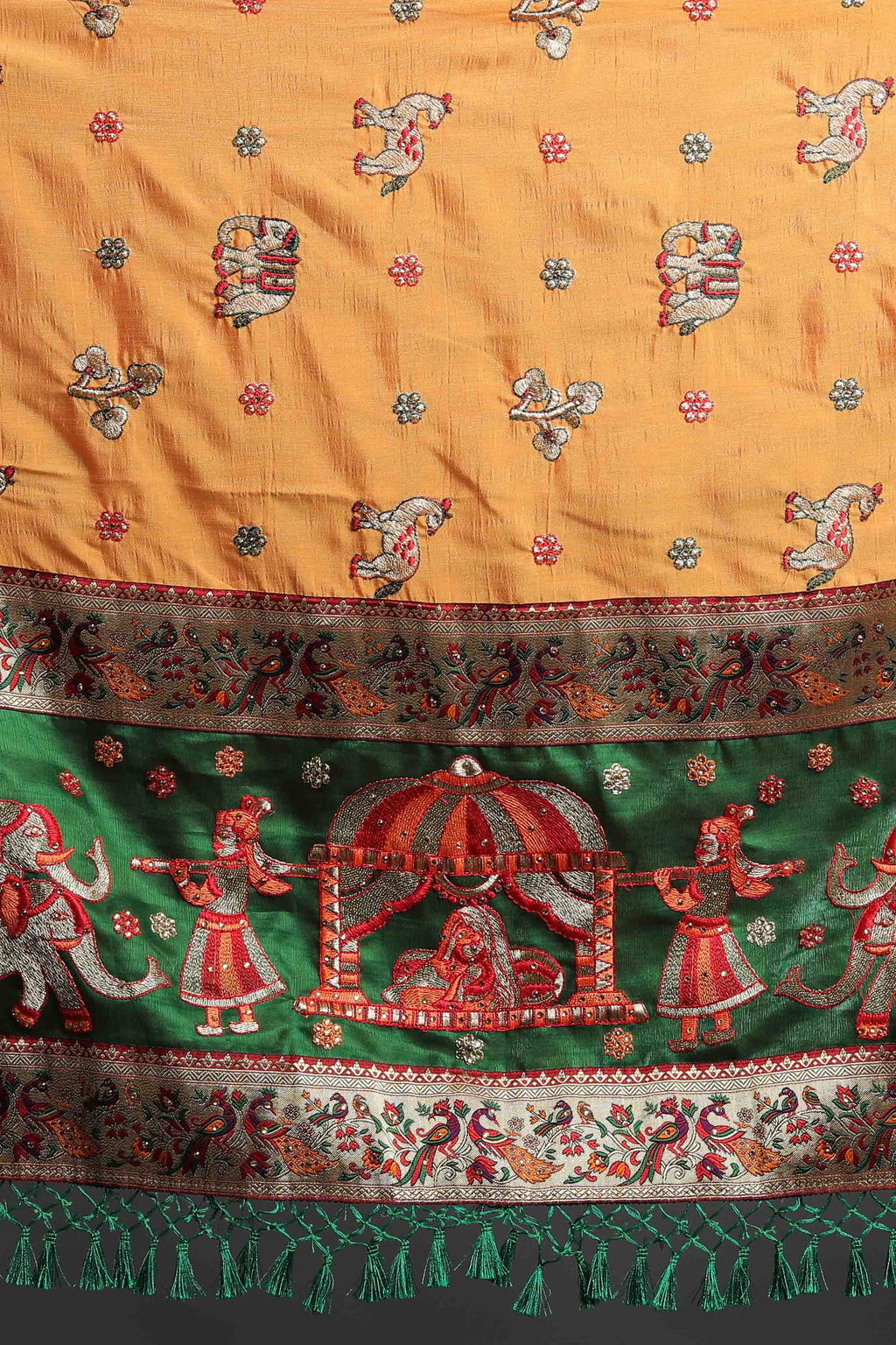 Women's Handcrafted Saree & Blouse Set - Semi Stitched