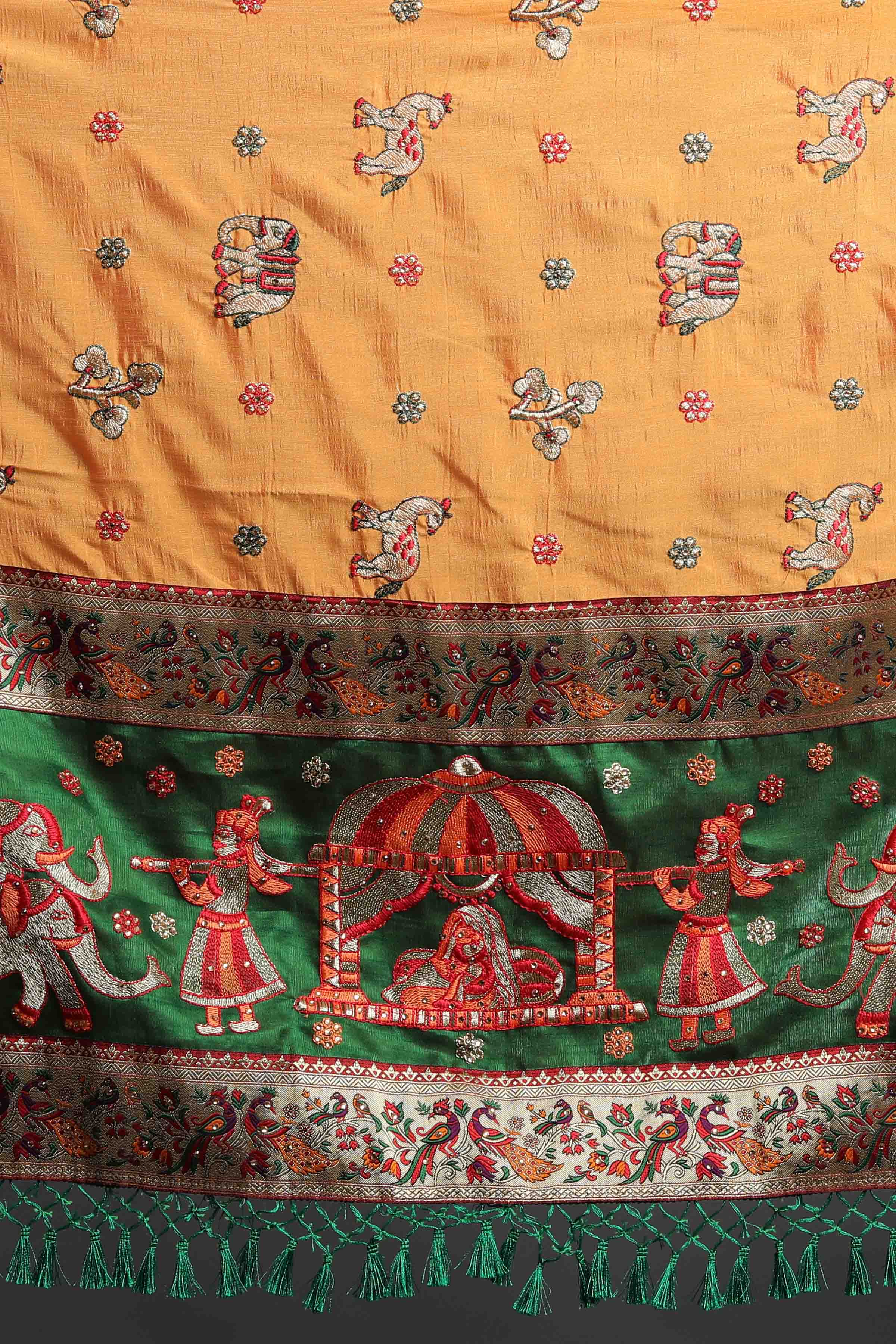 Women's Handcrafted Saree & Blouse Set - Semi Stitched