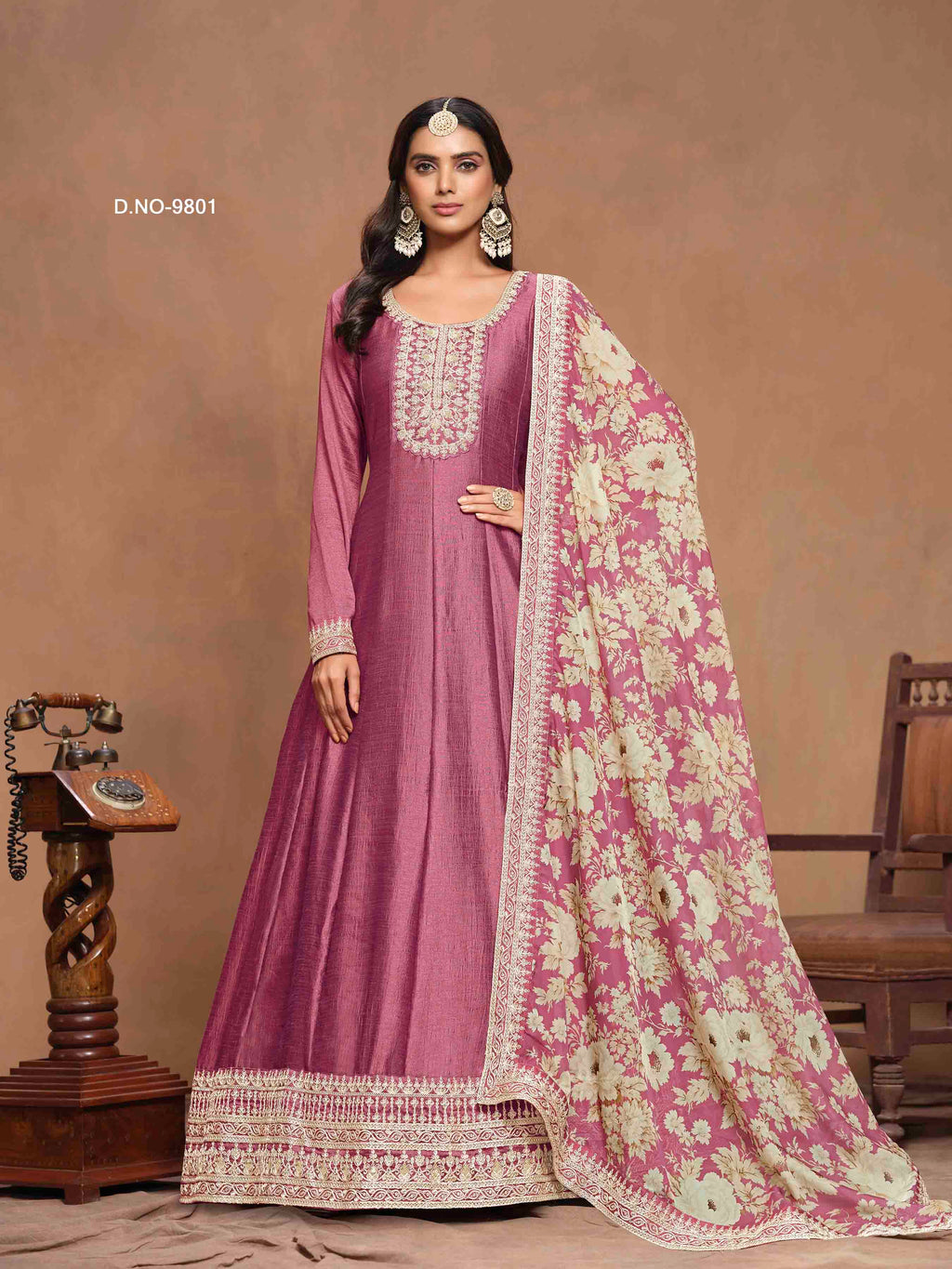 Women's Anarkali Salwar Suit - Semi Stitched
