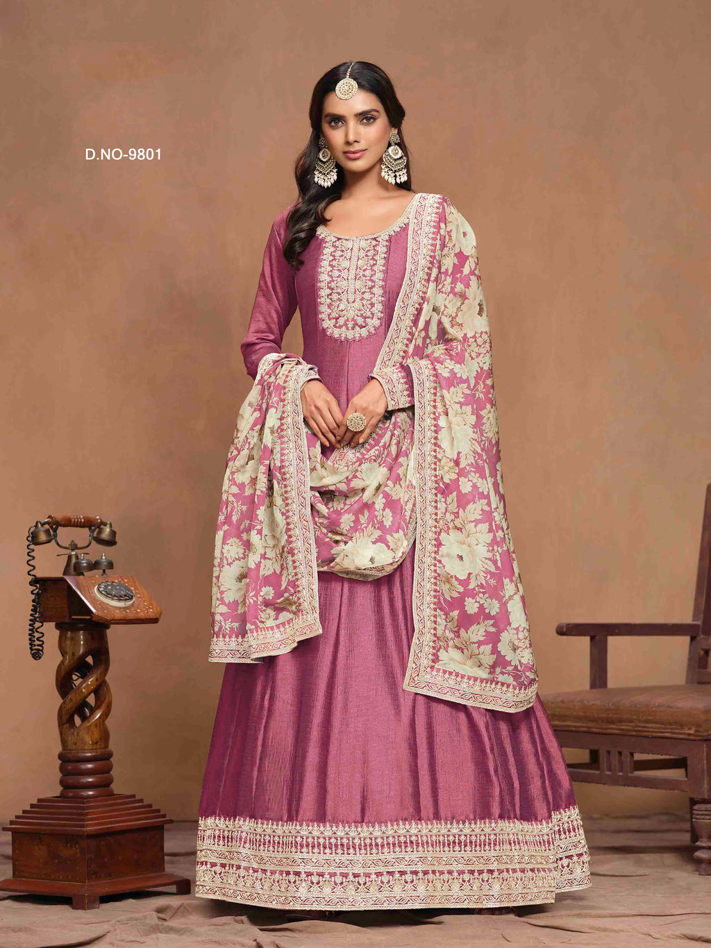 Women's Anarkali Salwar Suit - Semi Stitched