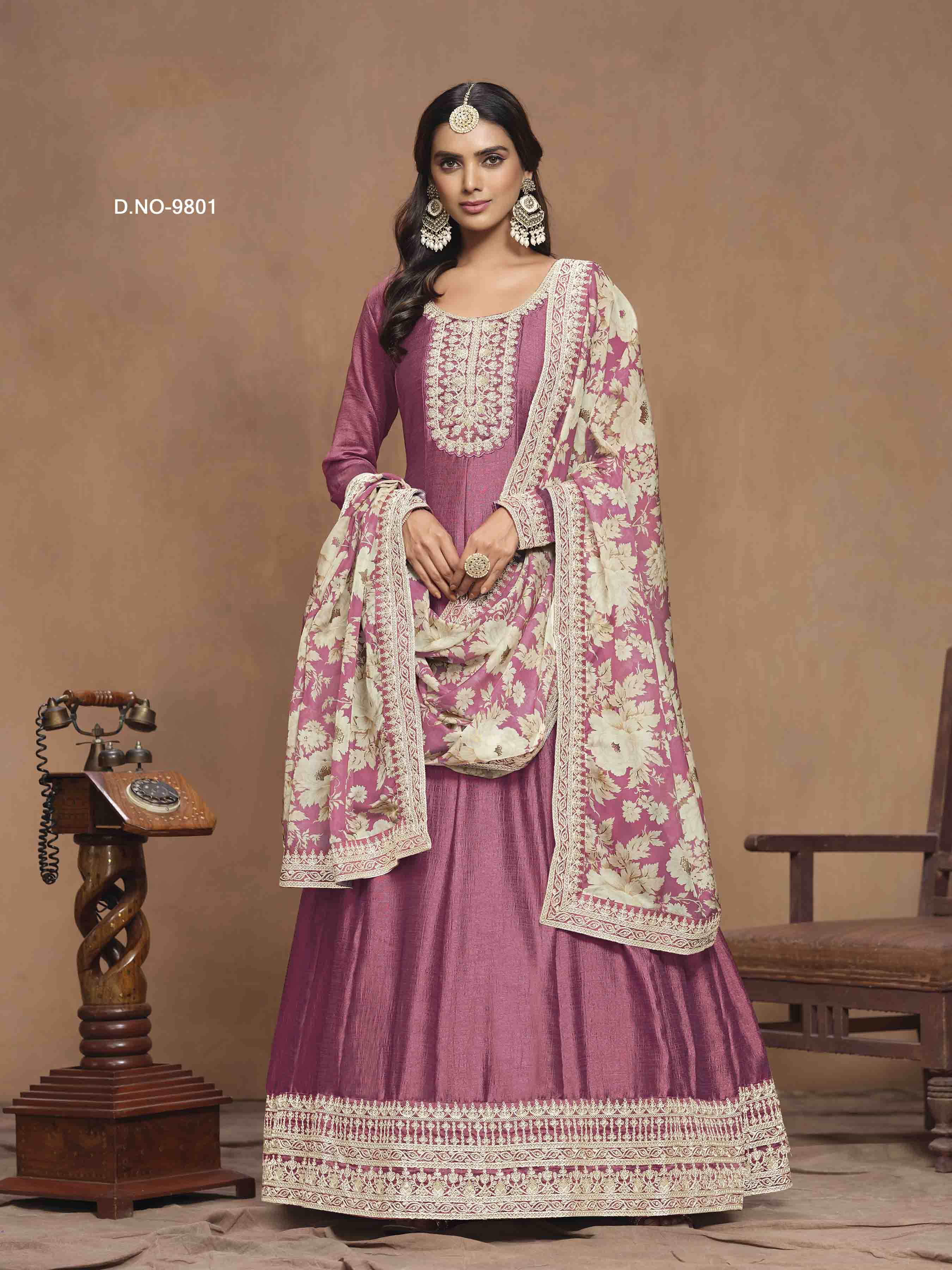 Women's Anarkali Salwar Suit - Semi Stitched