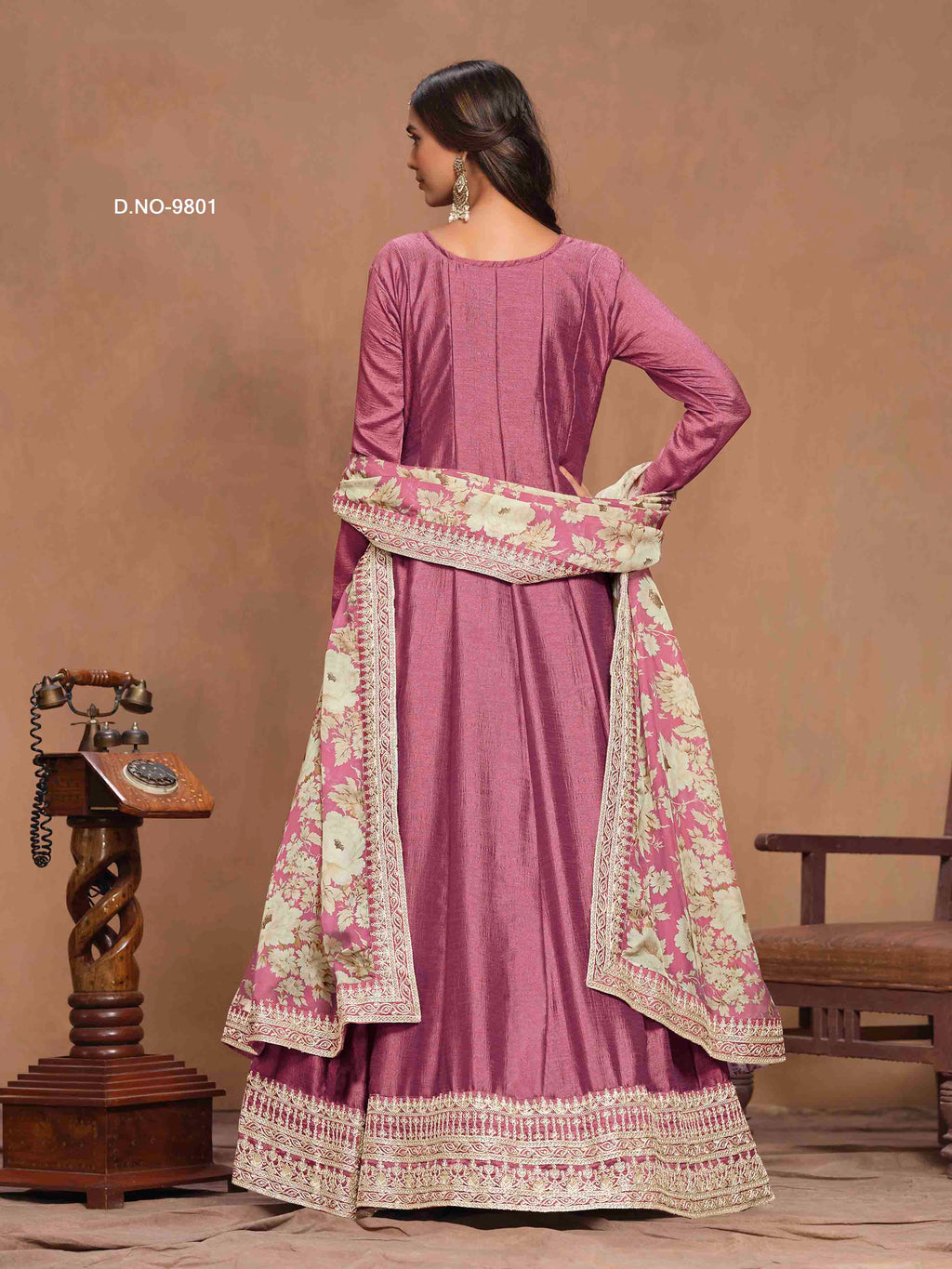 Women's Anarkali Salwar Suit - Semi Stitched