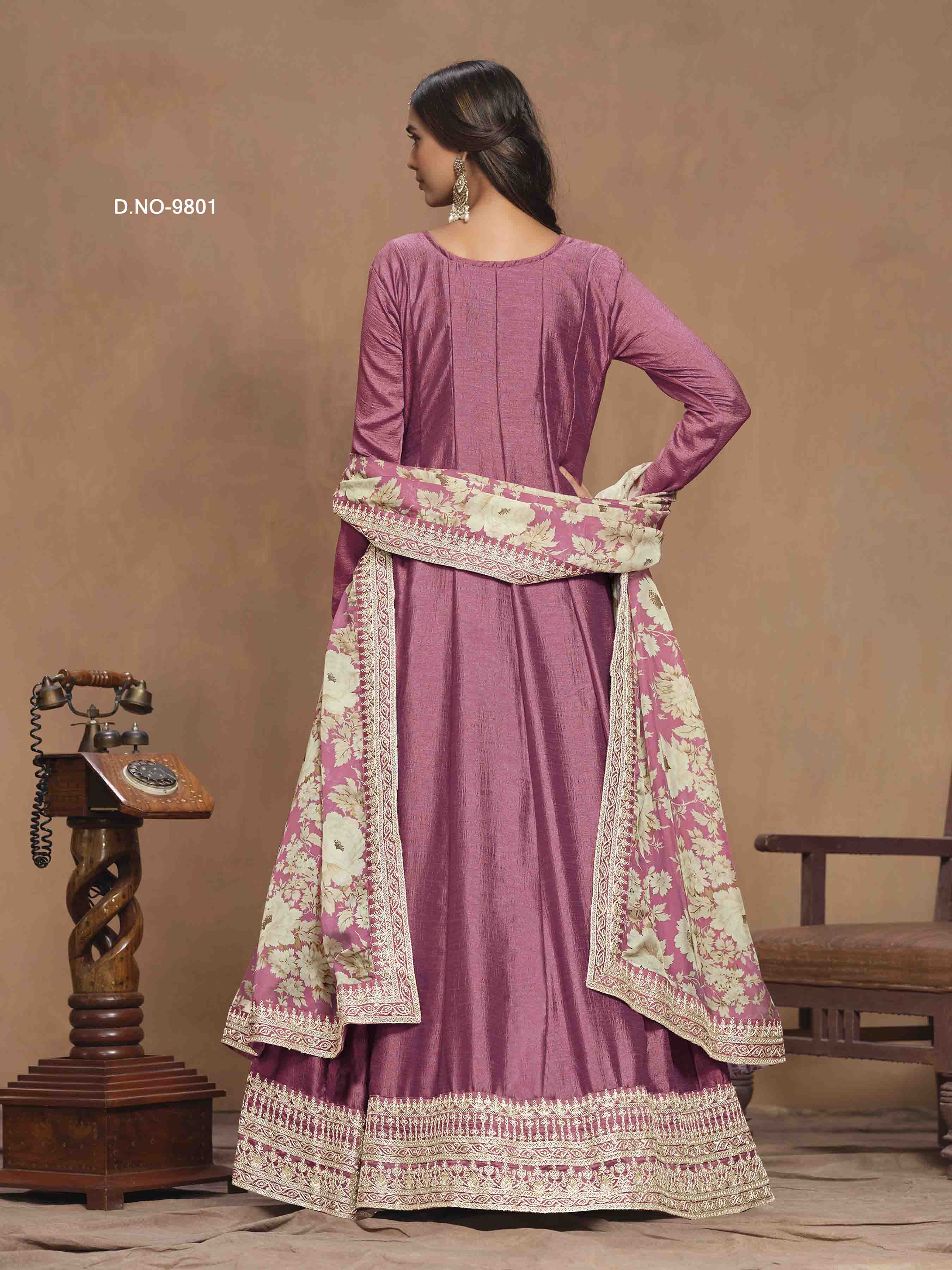 Women's Anarkali Salwar Suit - Semi Stitched