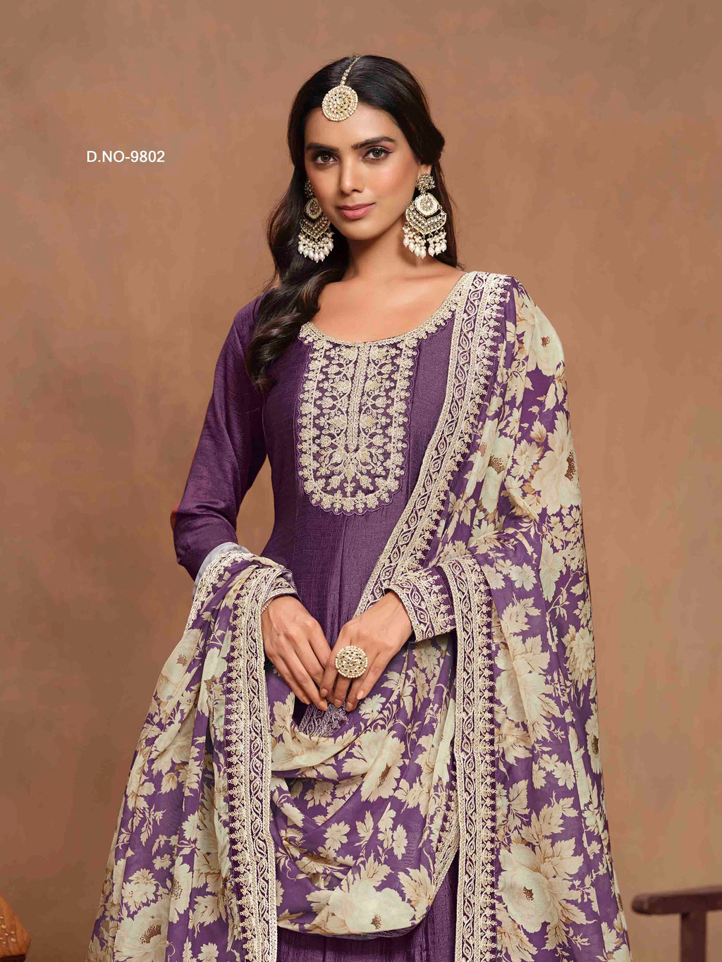 Women's Anarkali Salwar Suit - Semi Stitched