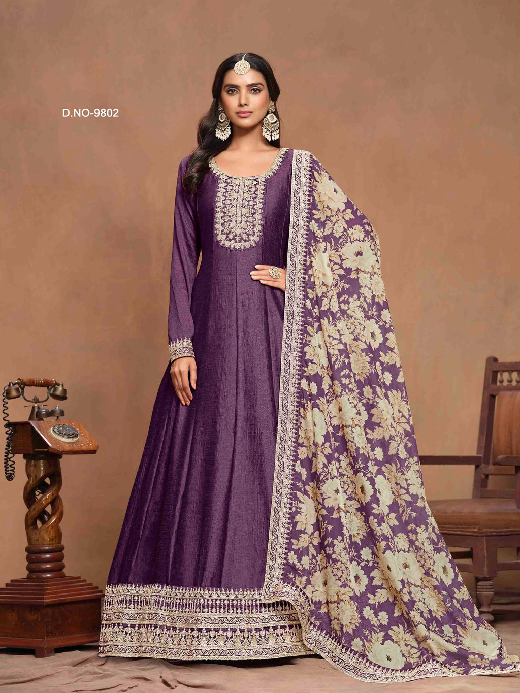 Women's Anarkali Salwar Suit - Semi Stitched