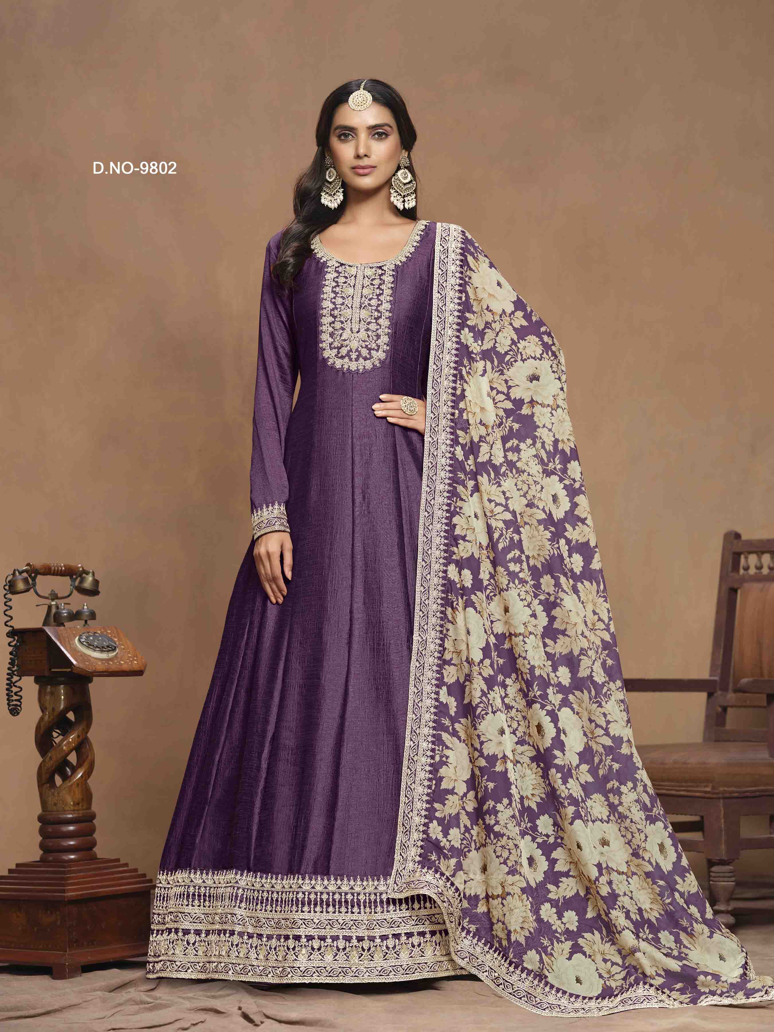 Women's Anarkali Salwar Suit - Semi Stitched