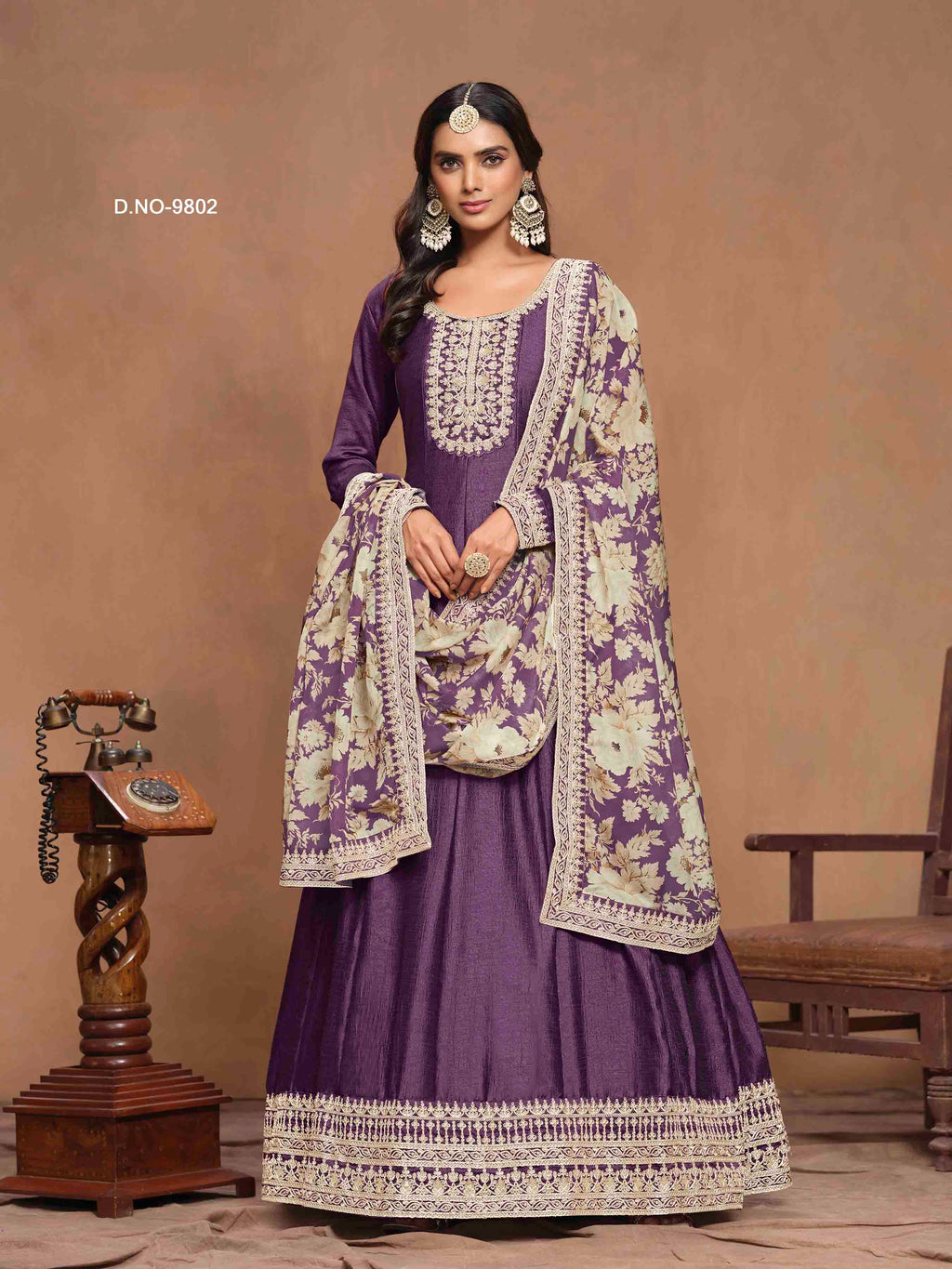 Women's Anarkali Salwar Suit - Semi Stitched