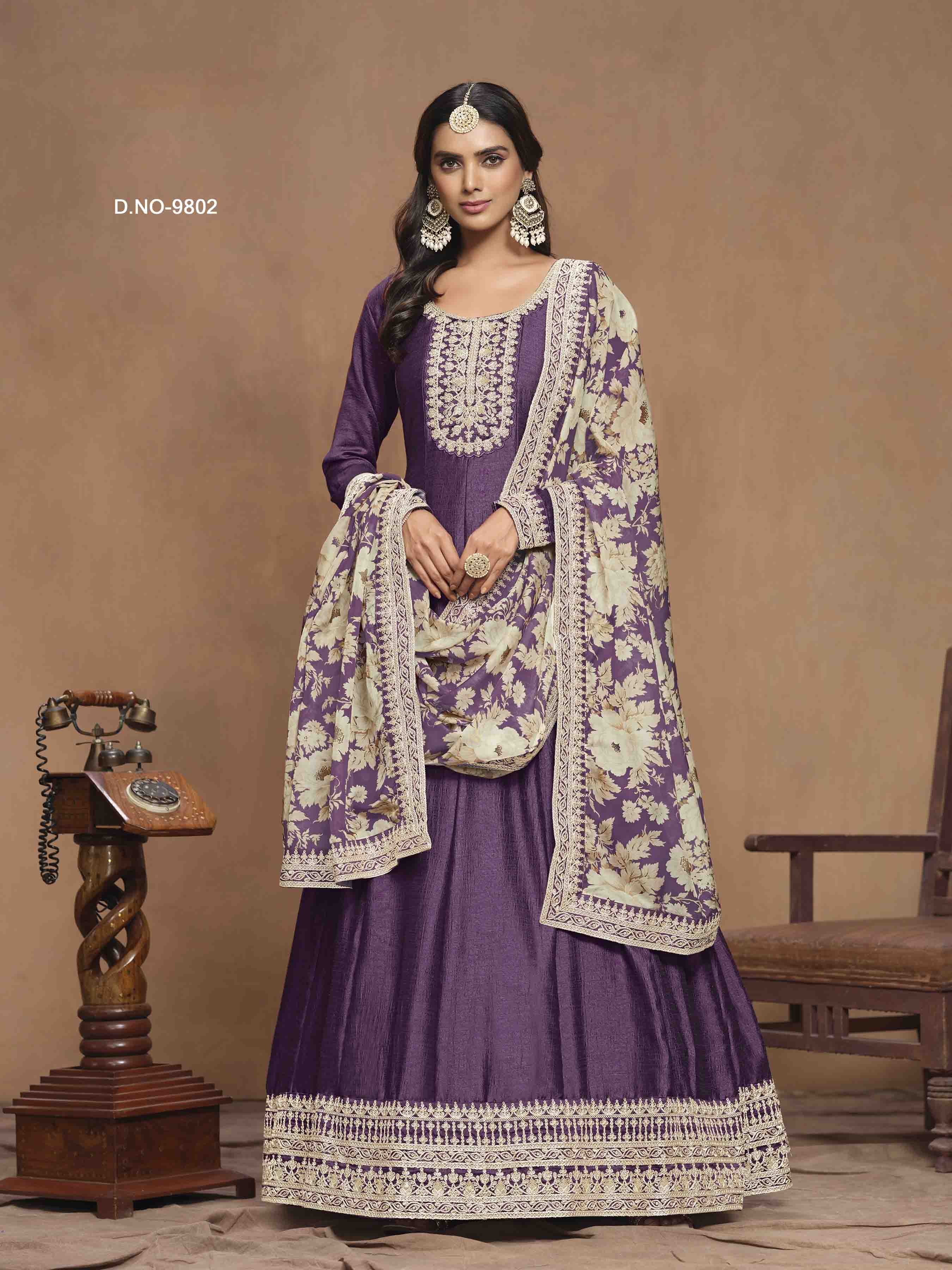 Women's Anarkali Salwar Suit - Semi Stitched