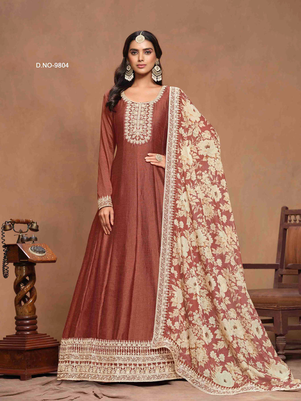 Women's Anarkali Salwar Suit - Semi Stitched