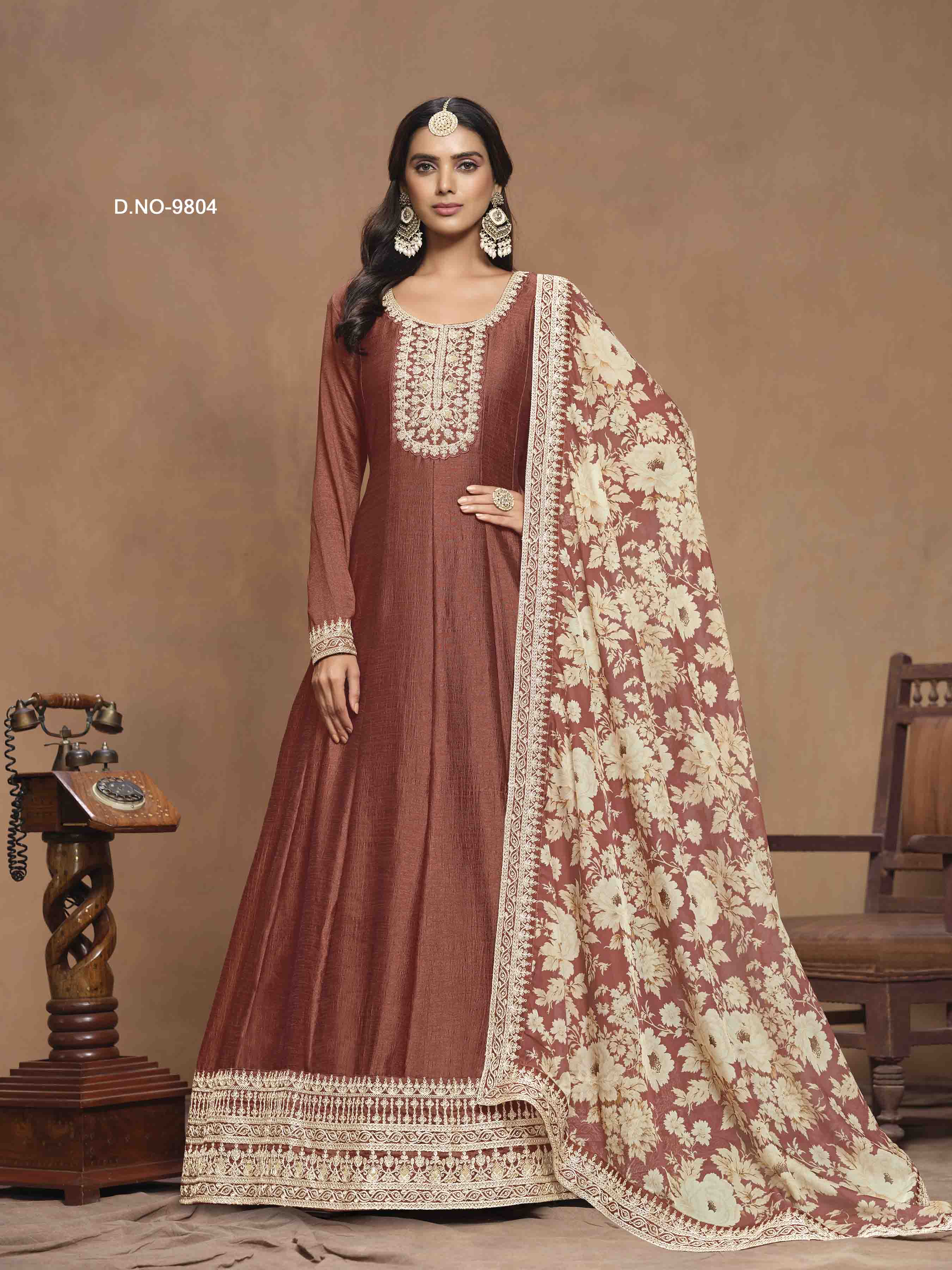 Women's Anarkali Salwar Suit - Semi Stitched