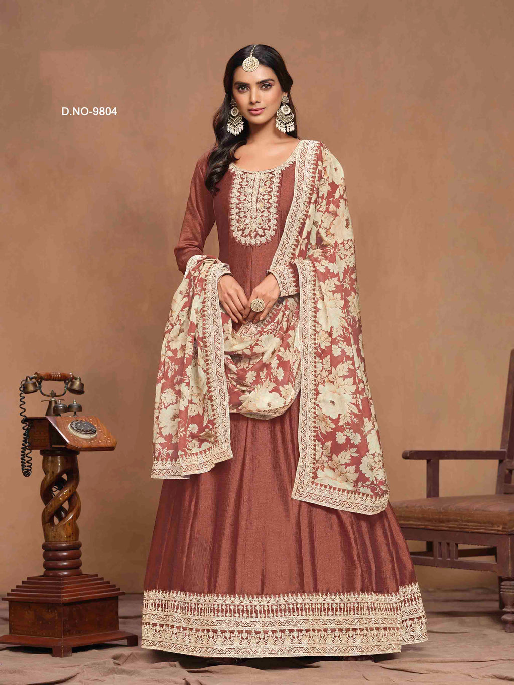 Women's Anarkali Salwar Suit - Semi Stitched