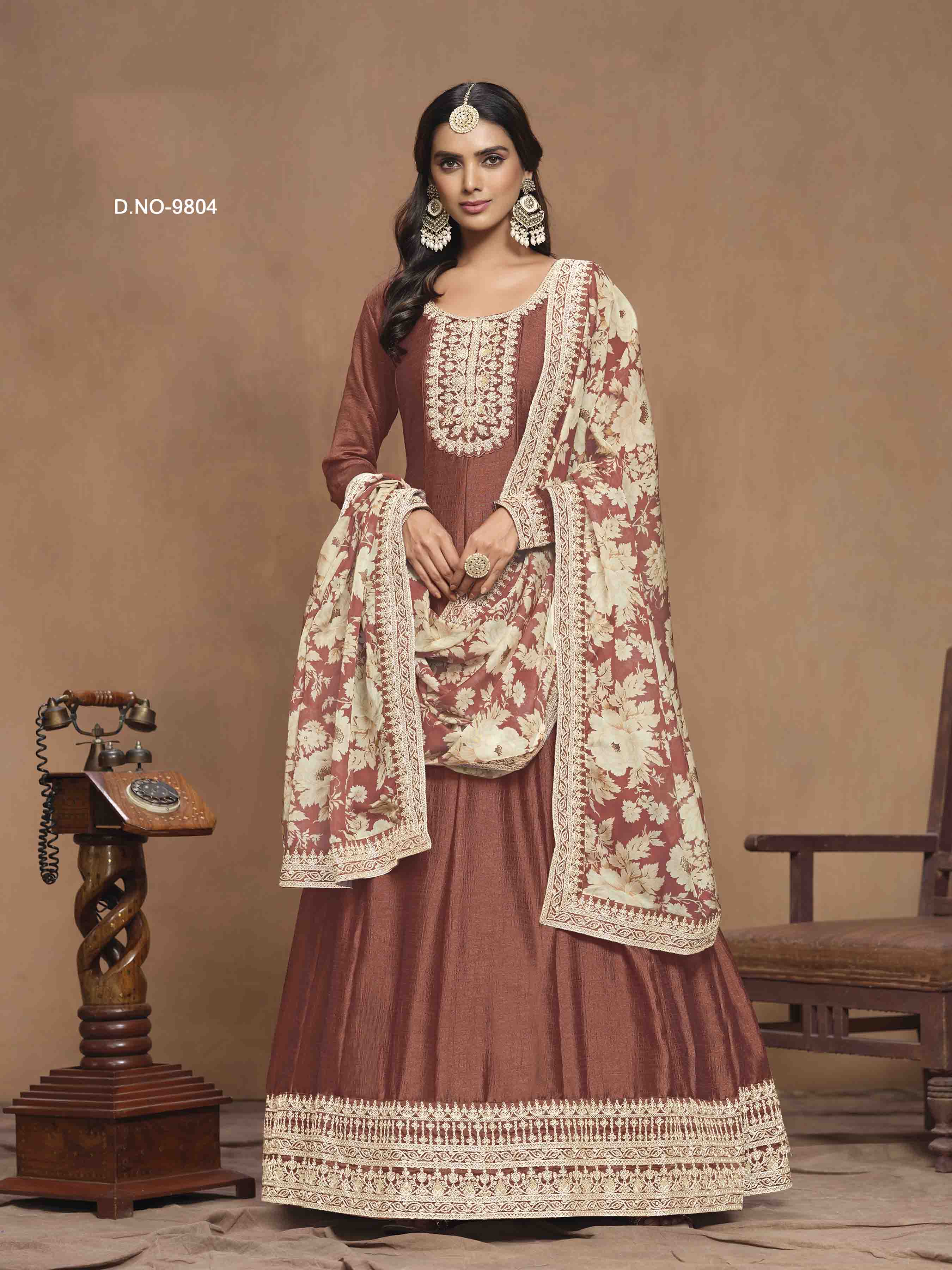 Women's Anarkali Salwar Suit - Semi Stitched