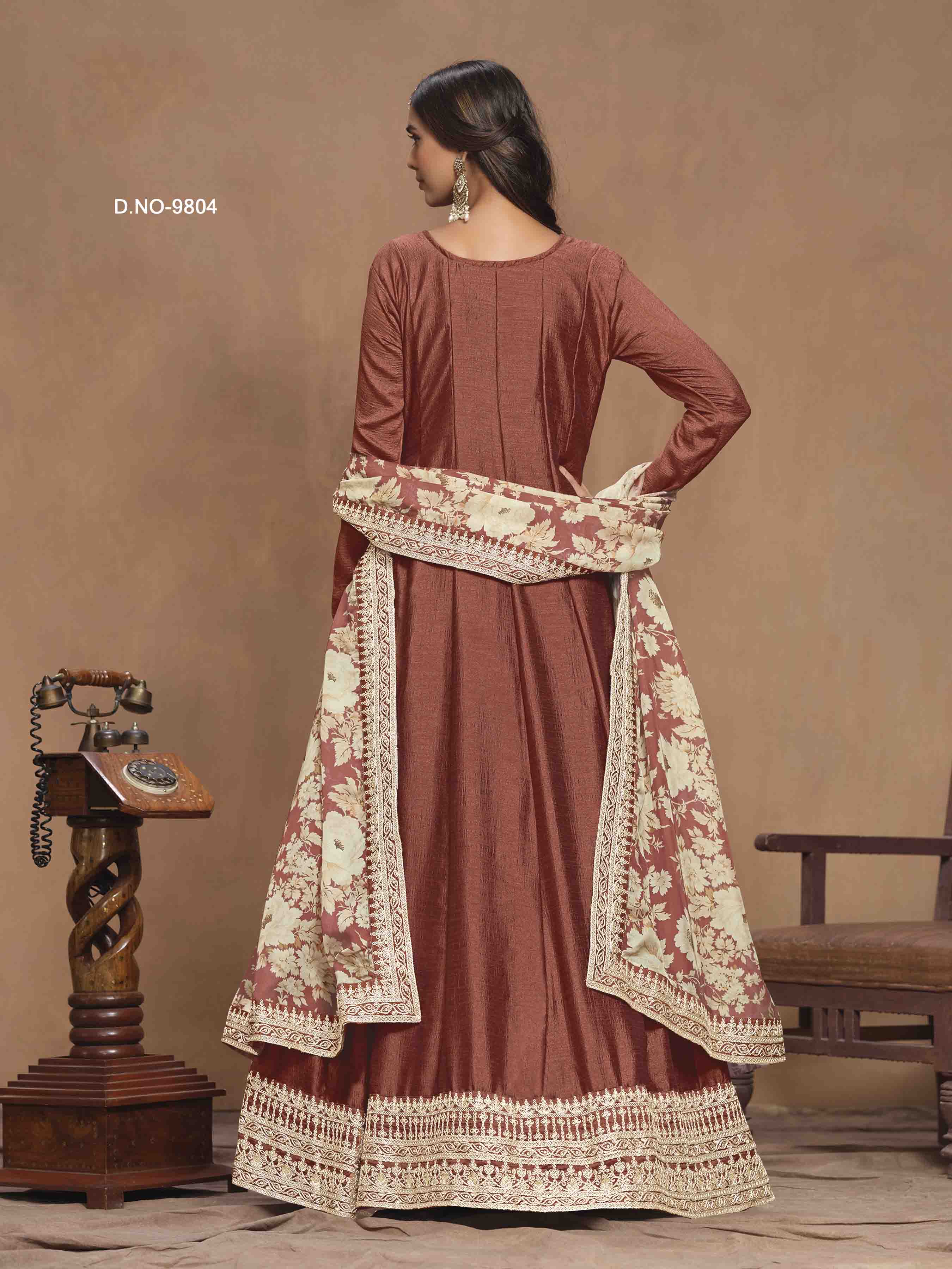 Women's Anarkali Salwar Suit - Semi Stitched