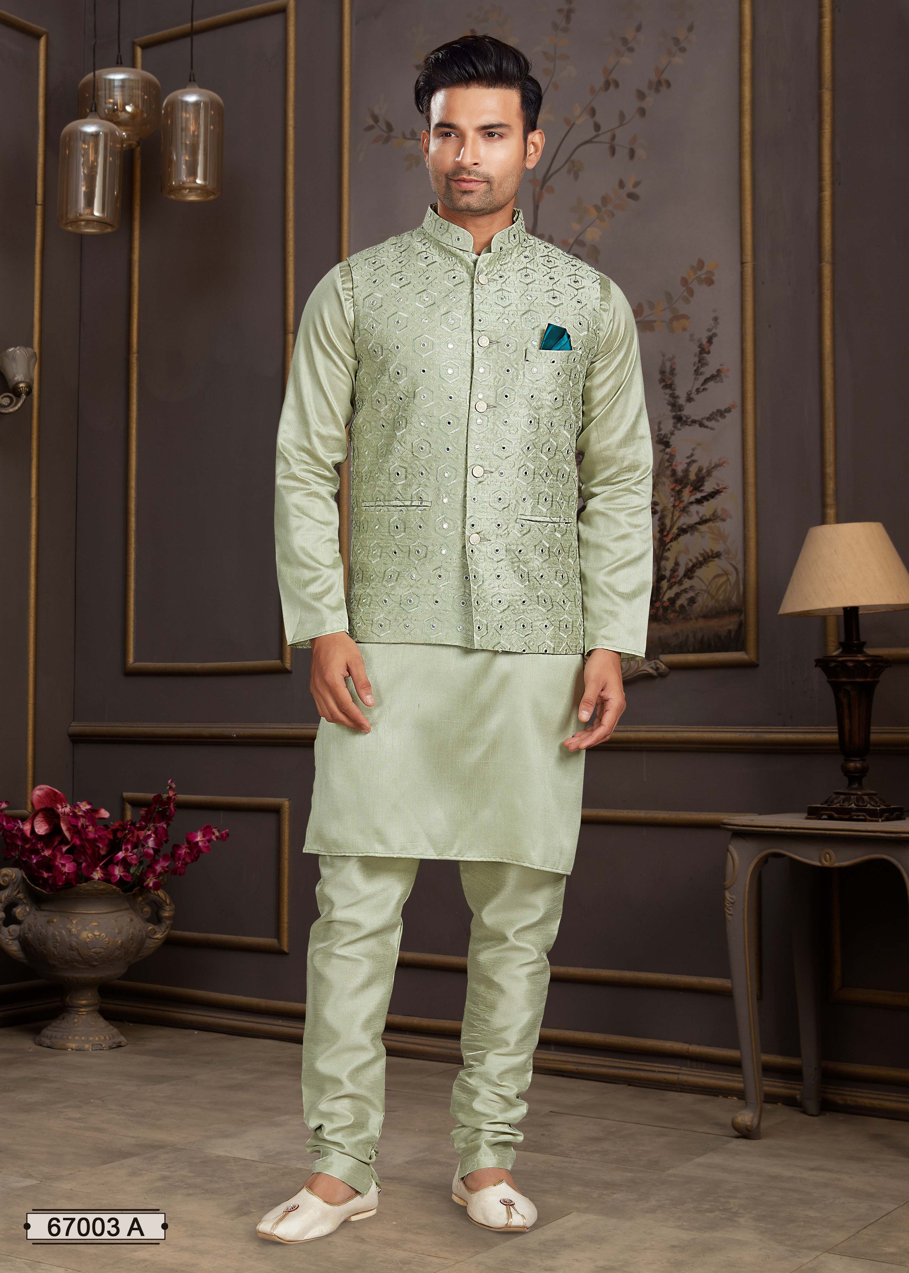 Men's Ethnic Nehru Jacket, Kurta & Pajama Set