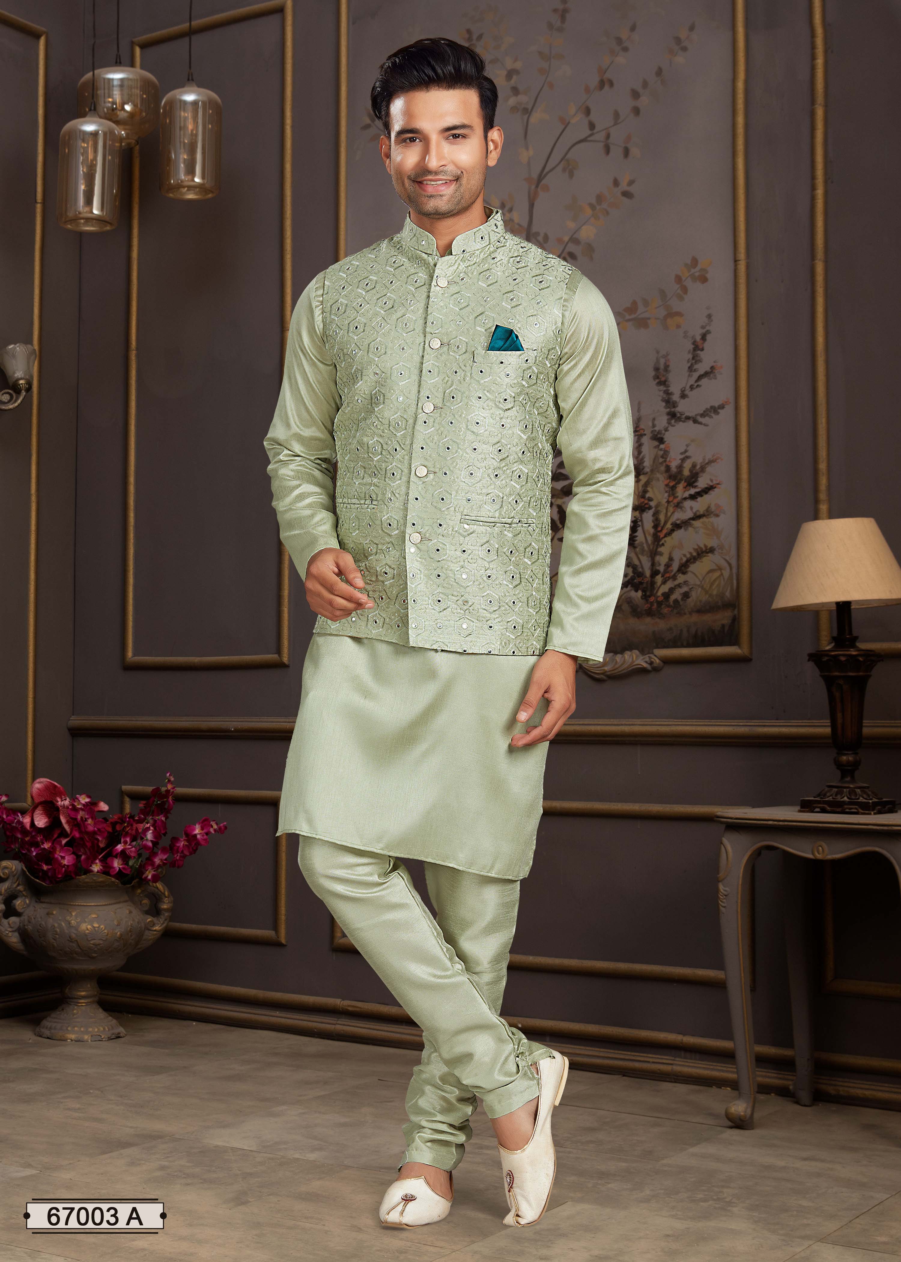Men's Ethnic Nehru Jacket, Kurta & Pajama Set