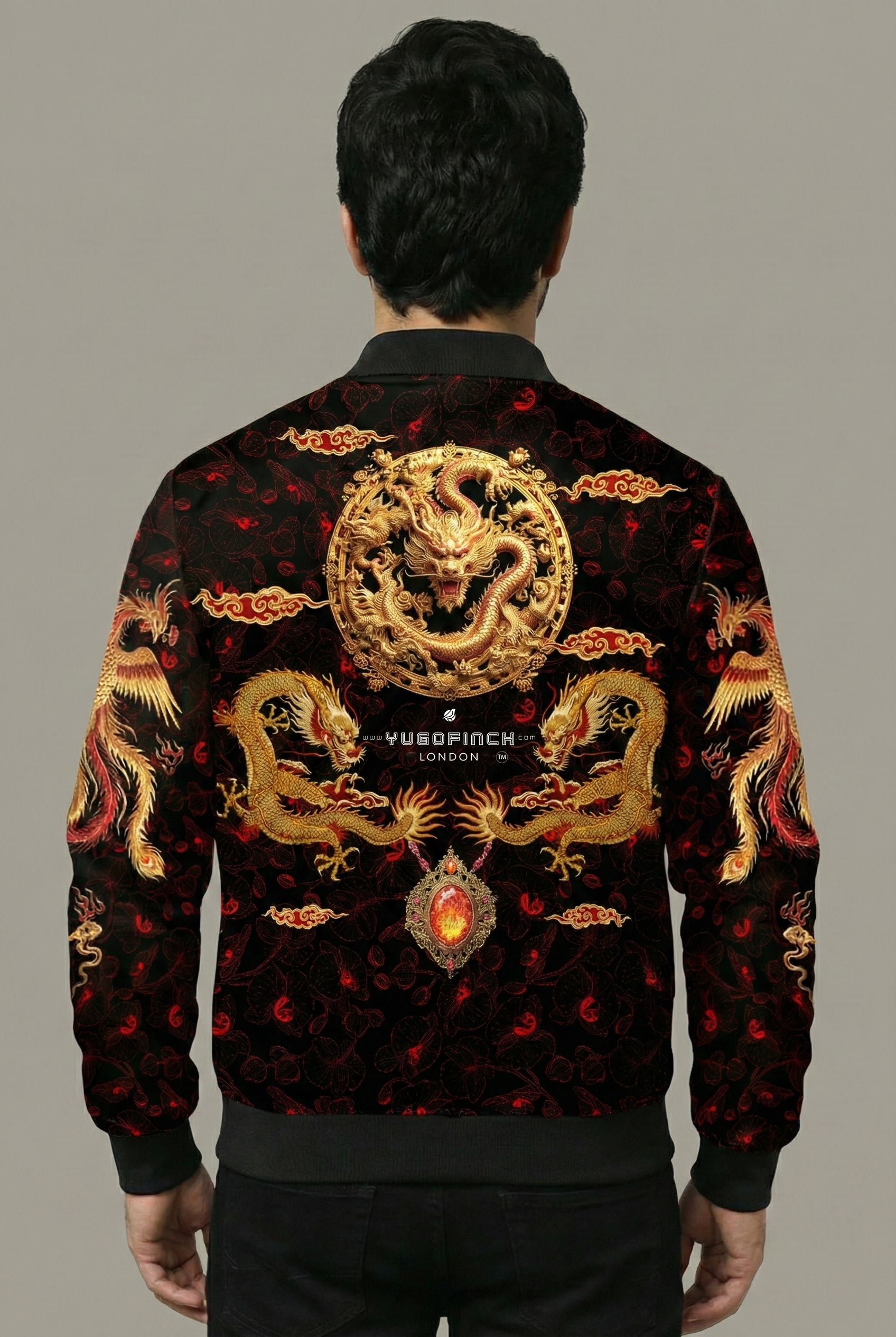 Men's AOP 240 GSM premium poly brushed fleece, Bomber Jacket