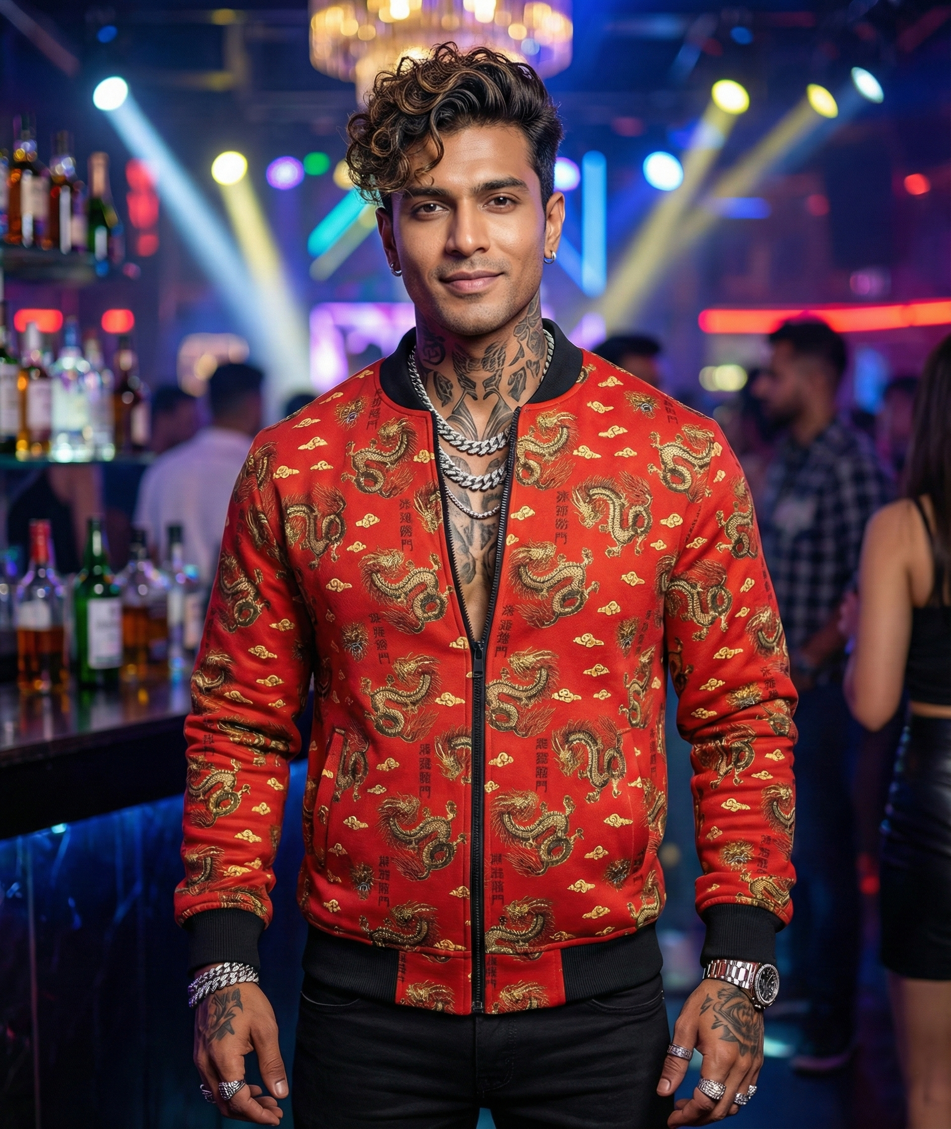 MEN'S AOP 240 GSM premium poly brushed fleece  Bomber Jacket