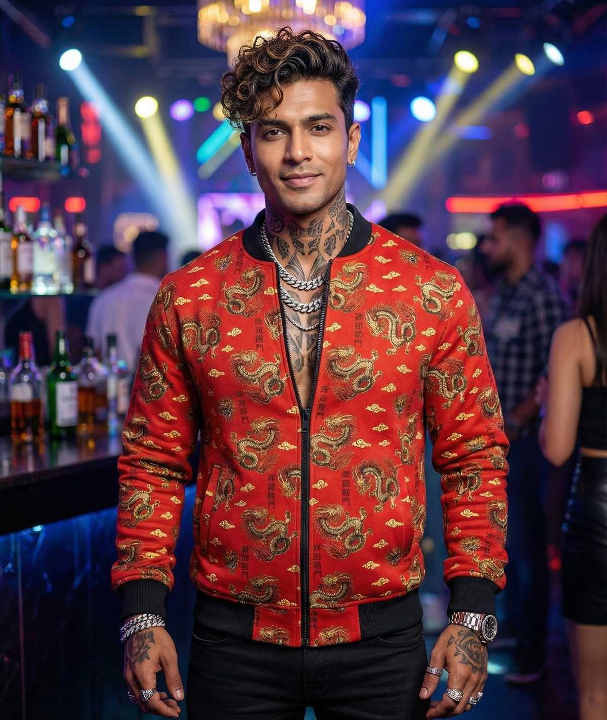 MEN'S AOP 240 GSM premium poly brushed fleece  Bomber Jacket