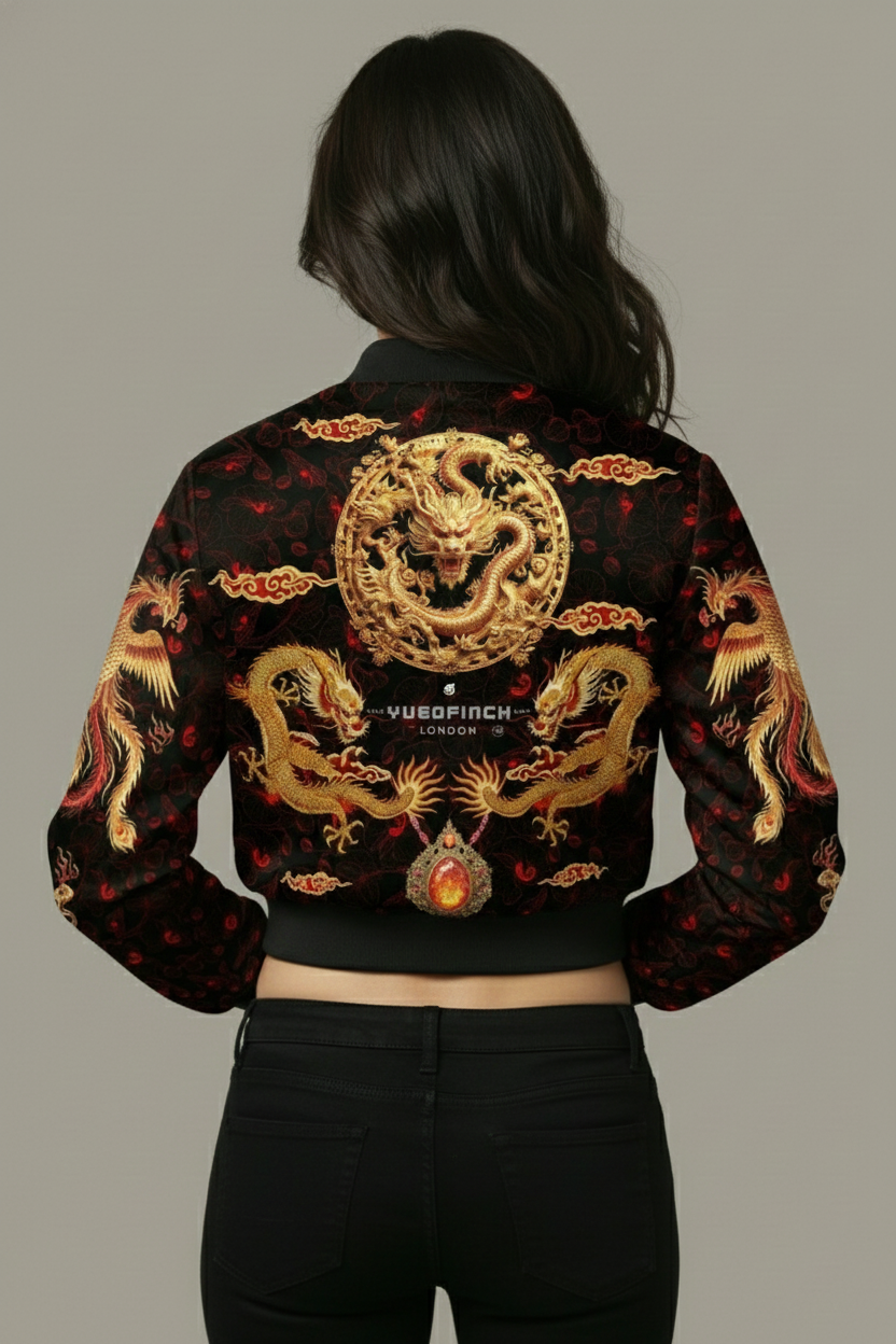 Women's AOP Bomber 240 GSM premium poly brushed fleece Jacket