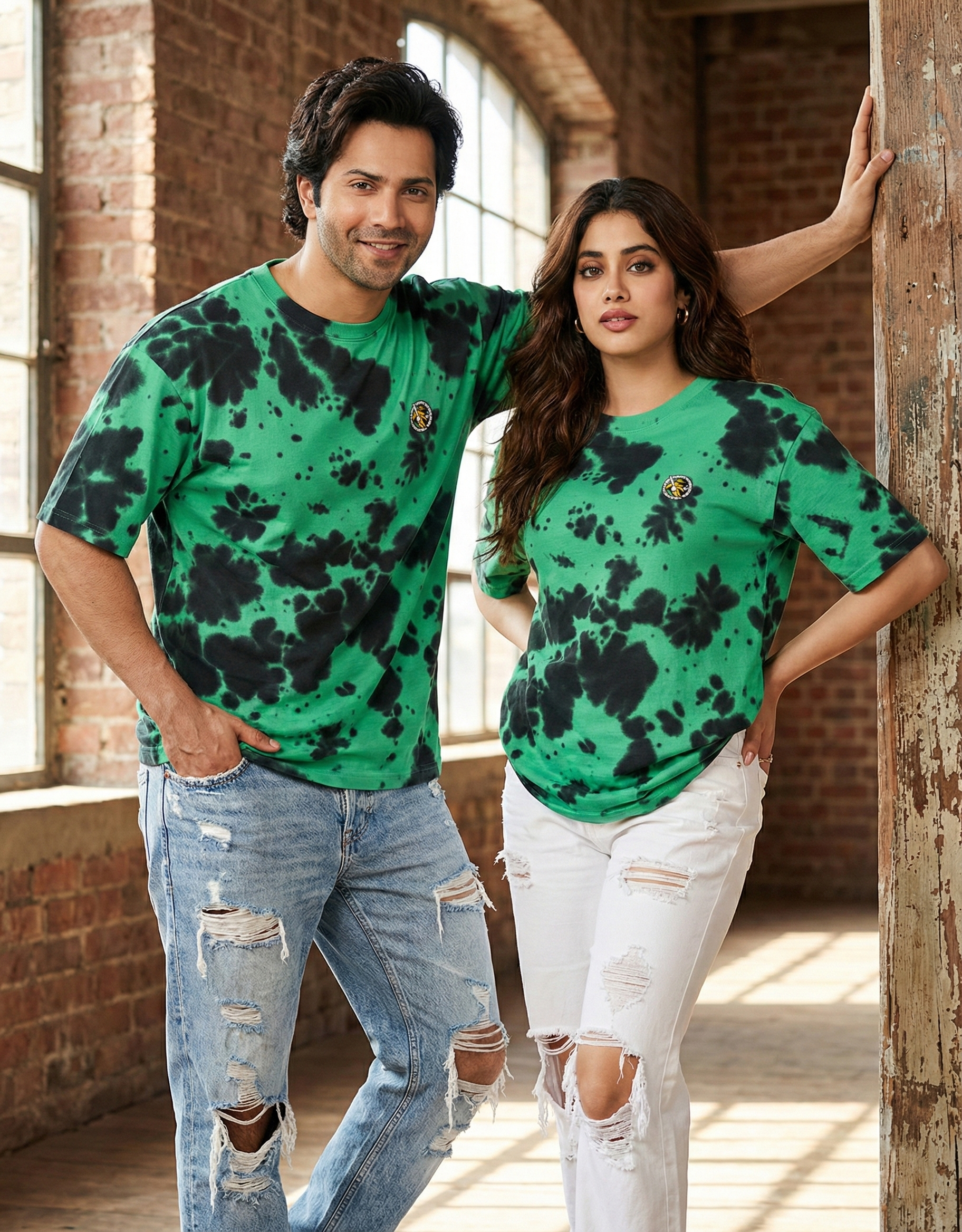 Unisex Tie Dye Oversized 90% cotton and 10% polyester, this 260 GSM T-Shirt - Logo Emb - 4 colors