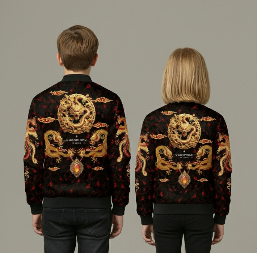 AOP Kids Bomber  240 GSM premium poly brushed fleece Jacket