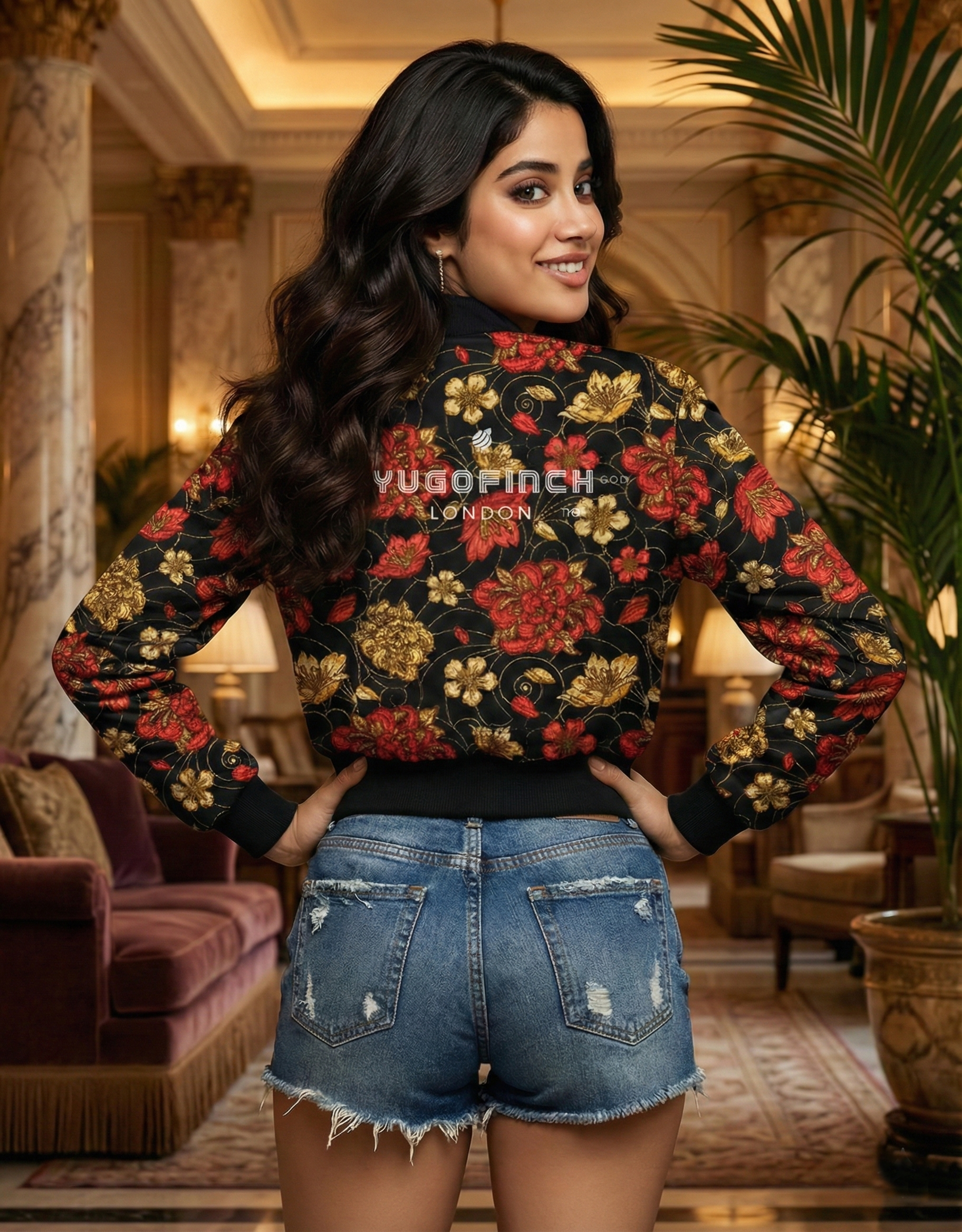 Women's AOP Bomber Jacket - 240 GSM premium all over printed poly brushed fleece