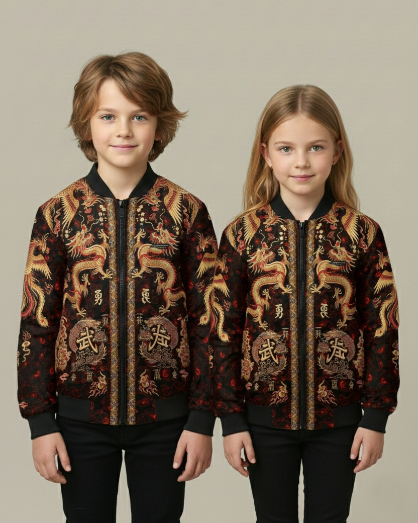 AOP Kids Bomber  240 GSM premium poly brushed fleece Jacket