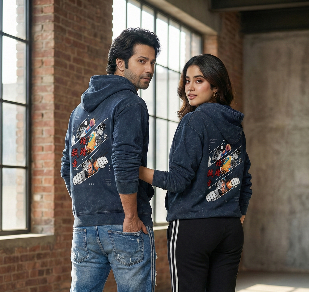 Unisex Acid Washed Oversized Hoodie 100% cotton, 300 GSM - 4 COLORS - 6 sizes