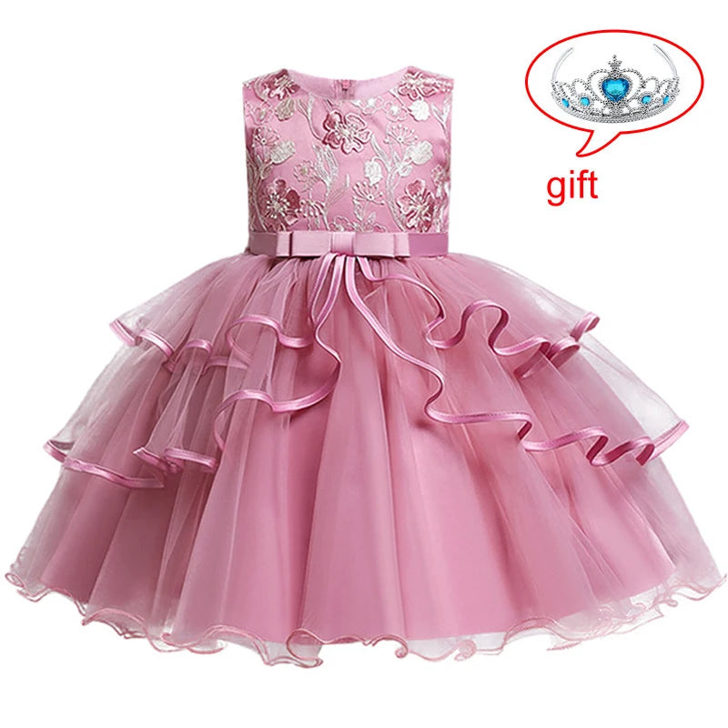 Girls Princess Party Flower Dress Vestido 4 6 12 Y