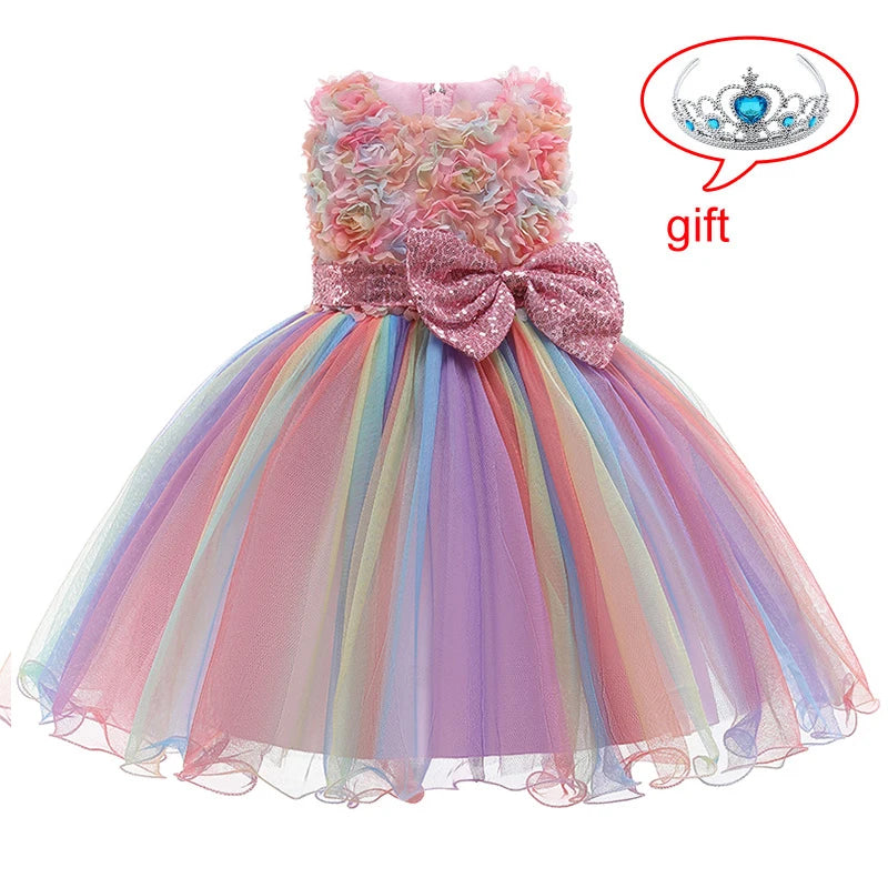 Girls Princess Party Flower Dress Vestido 4 6 12 Y