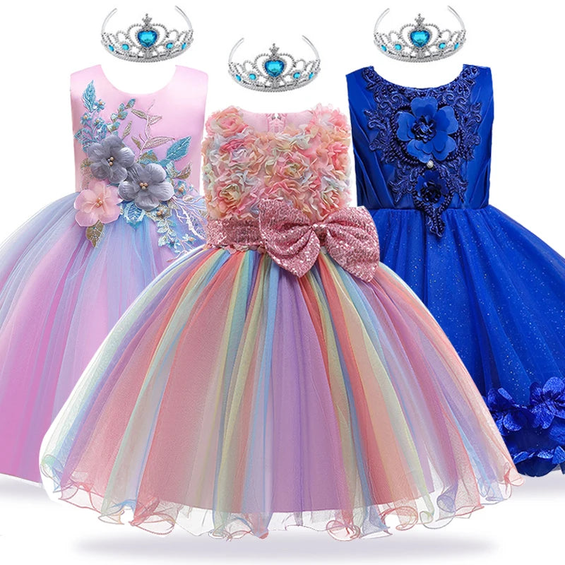 Girls Princess Party Flower Dress Vestido 4 6 12 Y