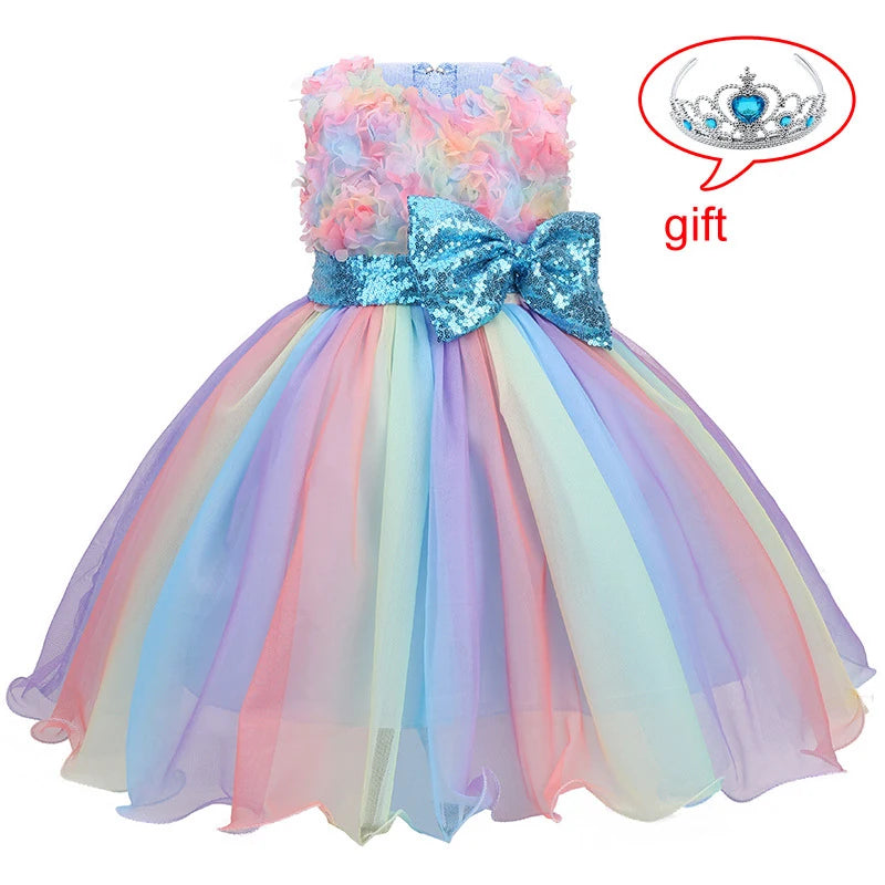 Girls Princess Party Flower Dress Vestido 4 6 12 Y