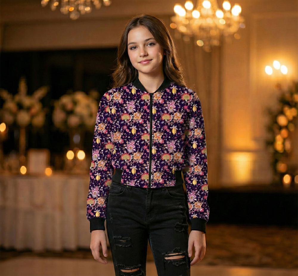 Girl's AOP Kids Party Bomber Jacket