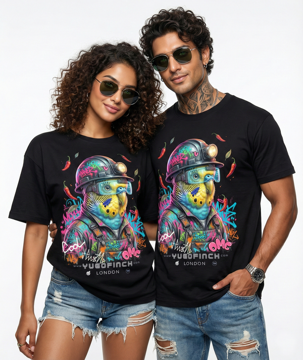Unisex Supima Budgerigar Miner (Colorful) T-Shirt - 3 base colors - 9 sizes. - Image 3